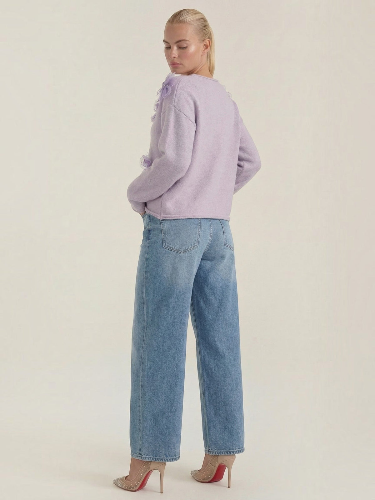 Alexandra Floral Applique Crew Neck Sweater