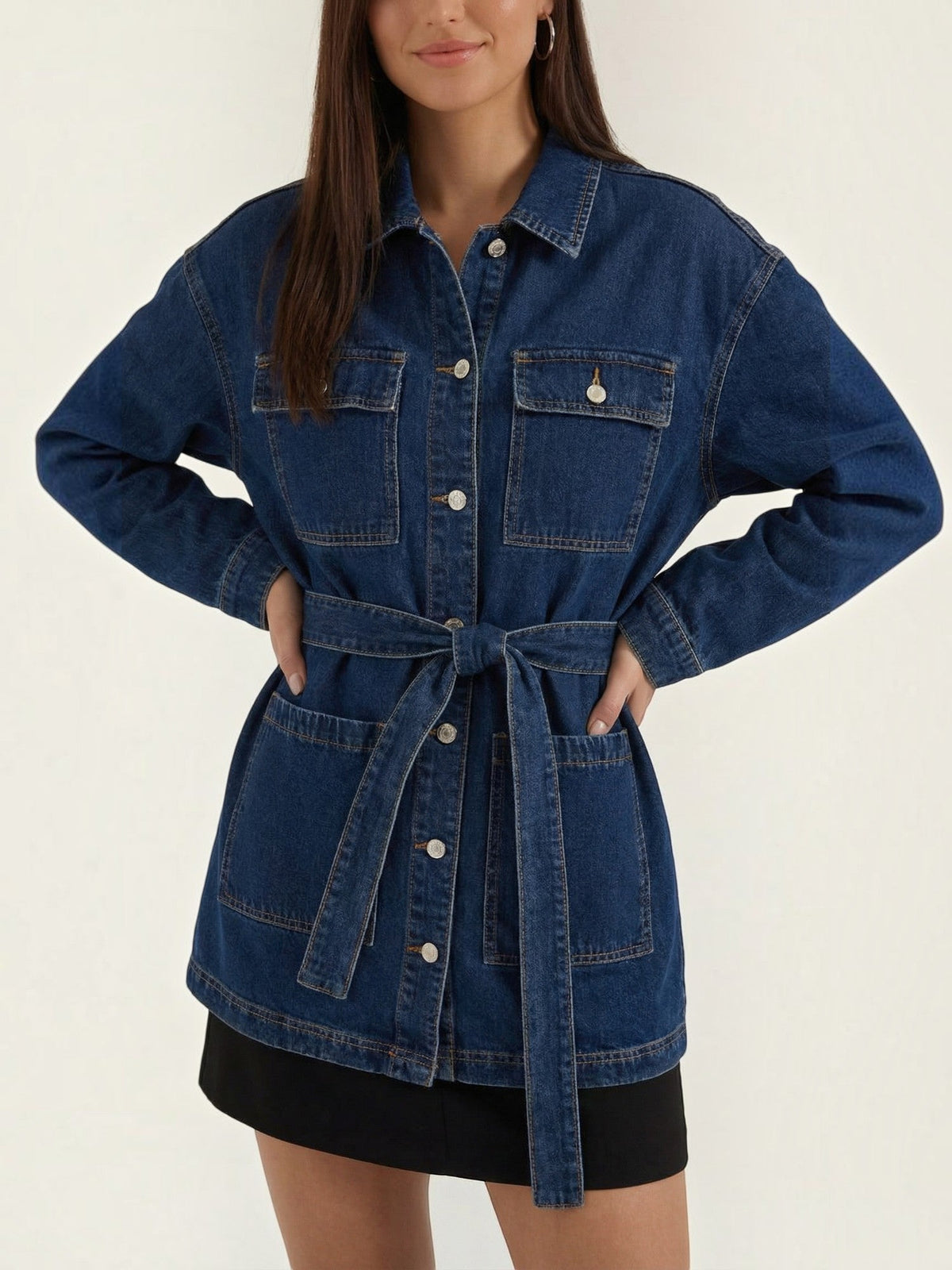 Alice Belted Oversized Denim Jacket