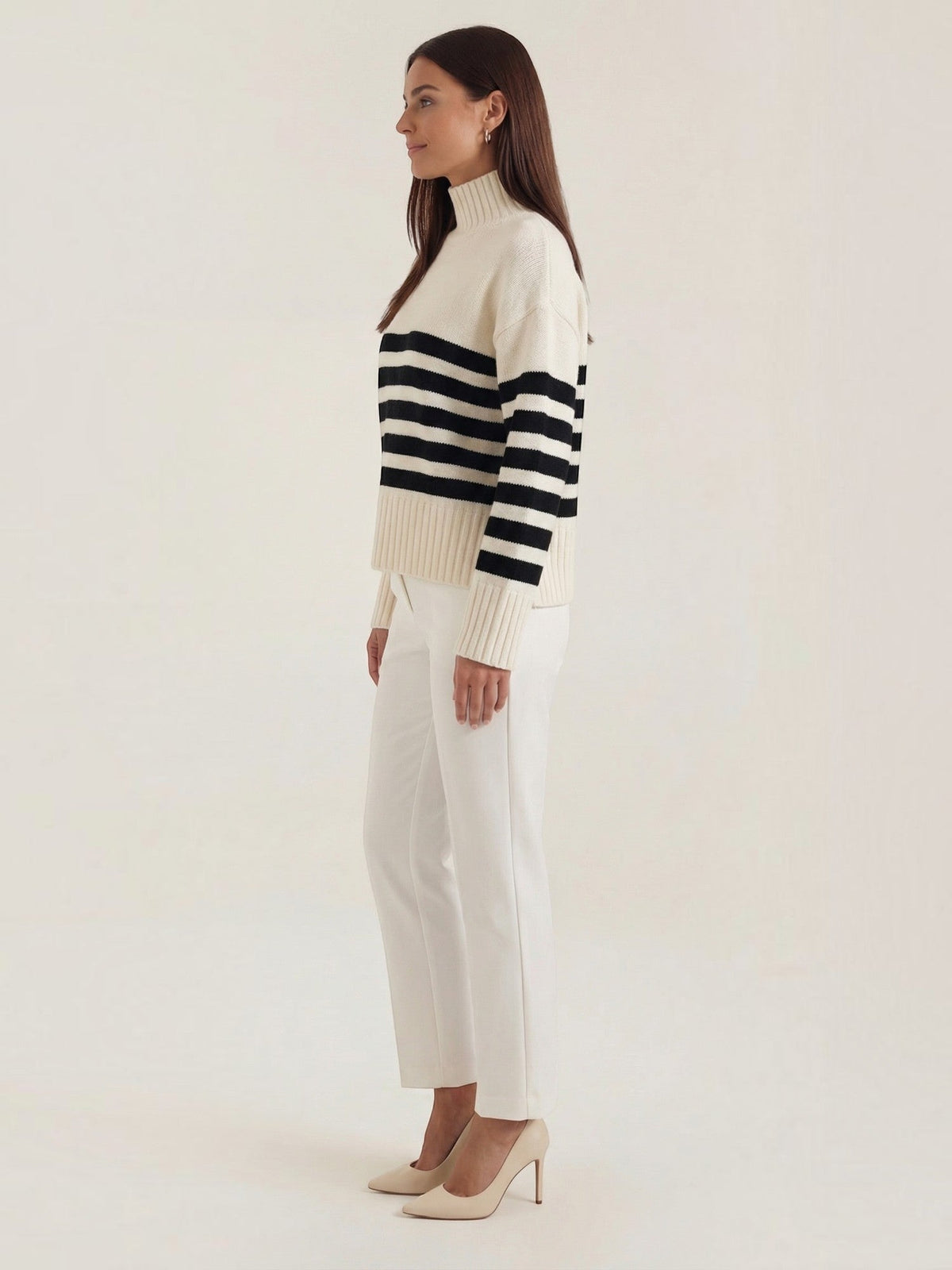 Angela Striped Oversized Turtleneck Sweater