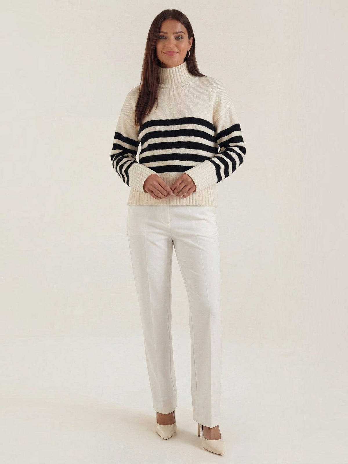 Angela Striped Oversized Turtleneck Sweater
