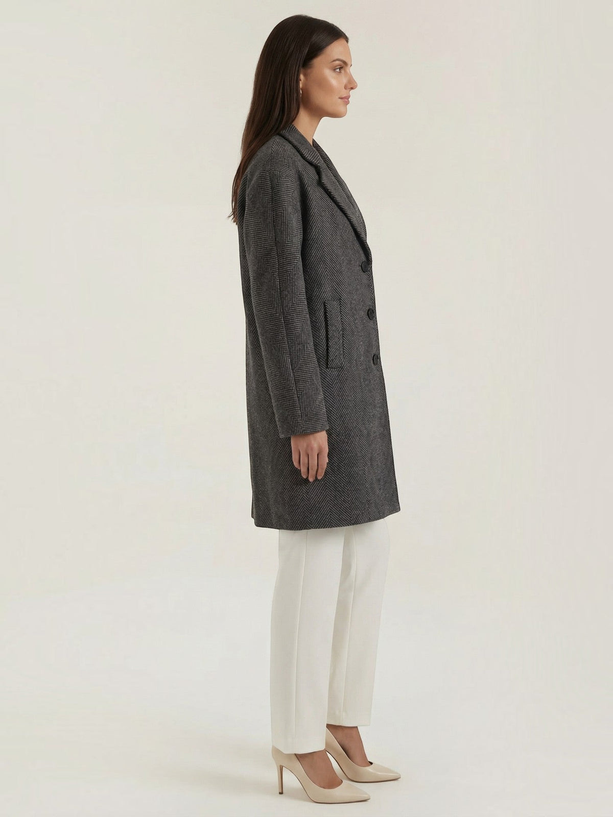 Ann Herringbone Oversized Coat