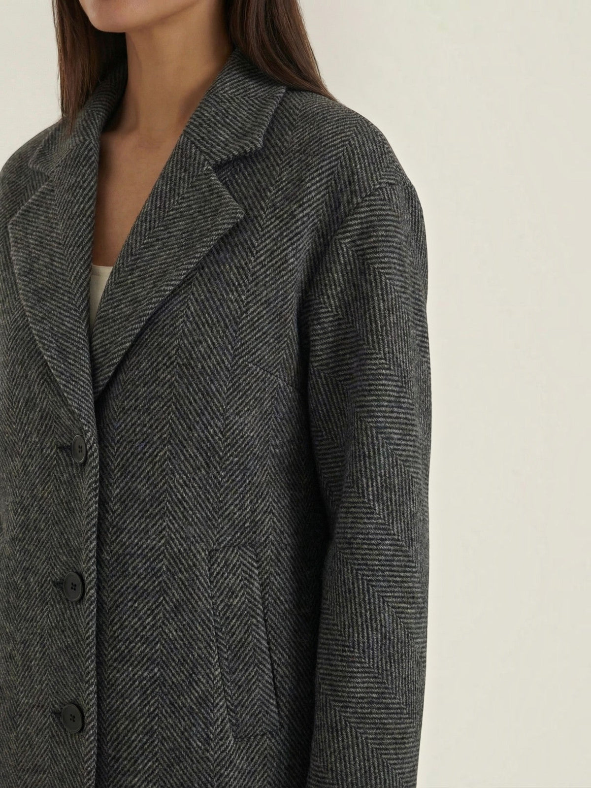 Ann Herringbone Oversized Coat