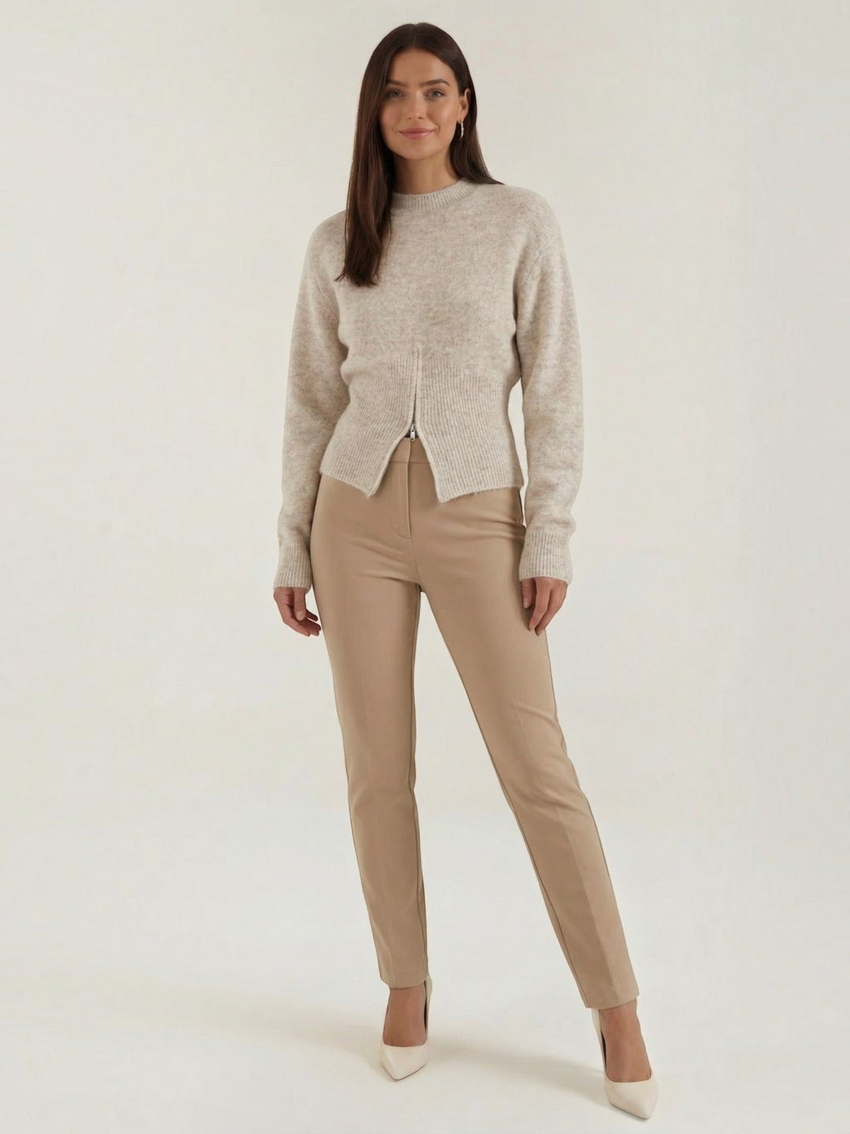 Beverly Fluffy Knit Half Zip Sweater