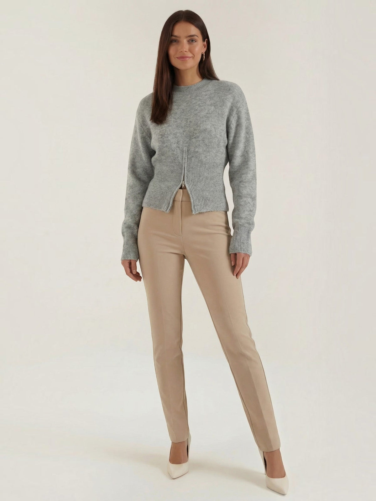 Beverly Fluffy Knit Half Zip Sweater