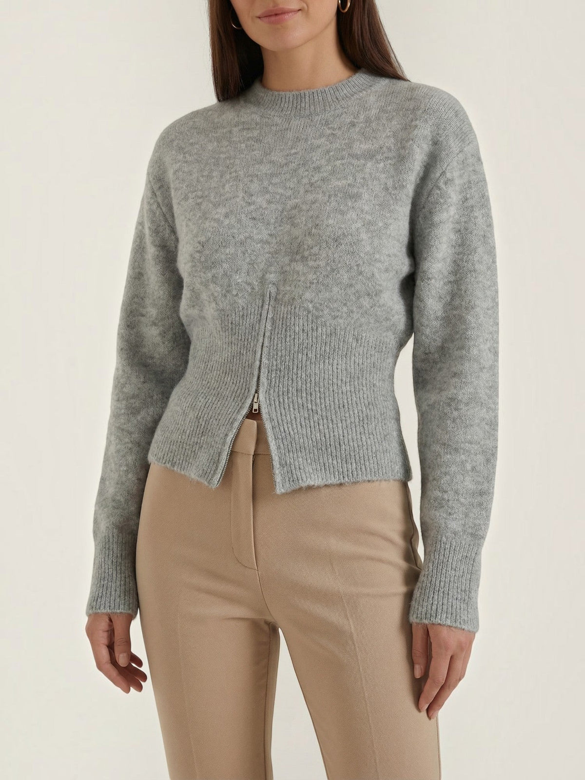 Beverly Fluffy Knit Half Zip Sweater