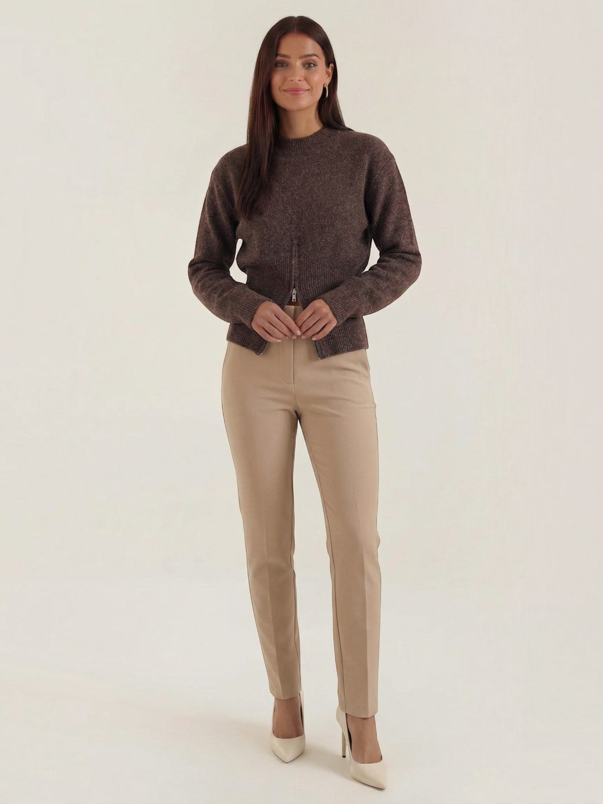 Beverly Fluffy Knit Half Zip Sweater