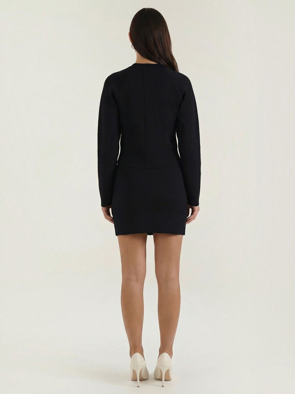 Carrie Gold Button Knit Jacket and Mini Skirt Set