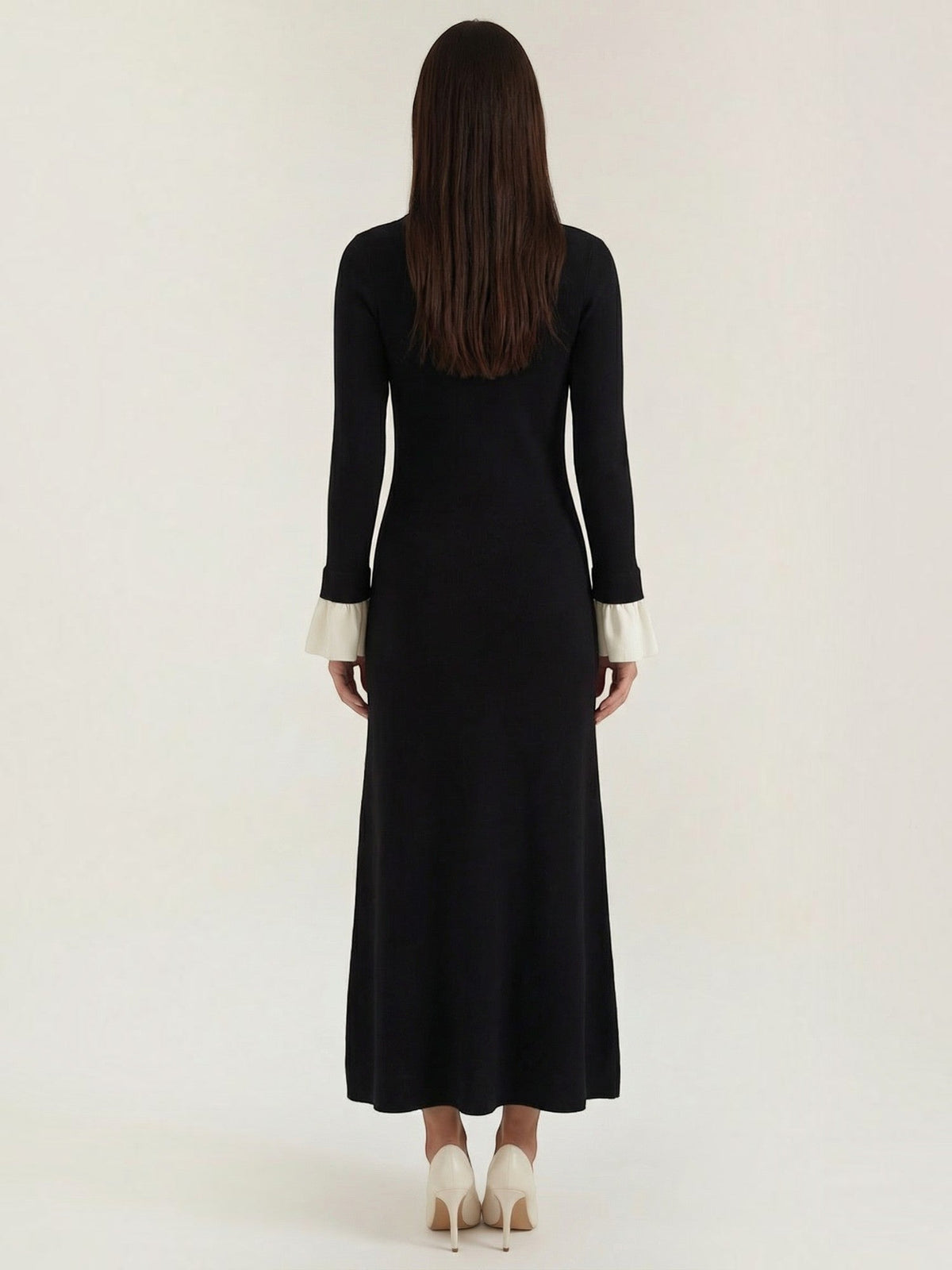 Charlotte Polo Collar Contrast Cuff Knit Maxi Dress