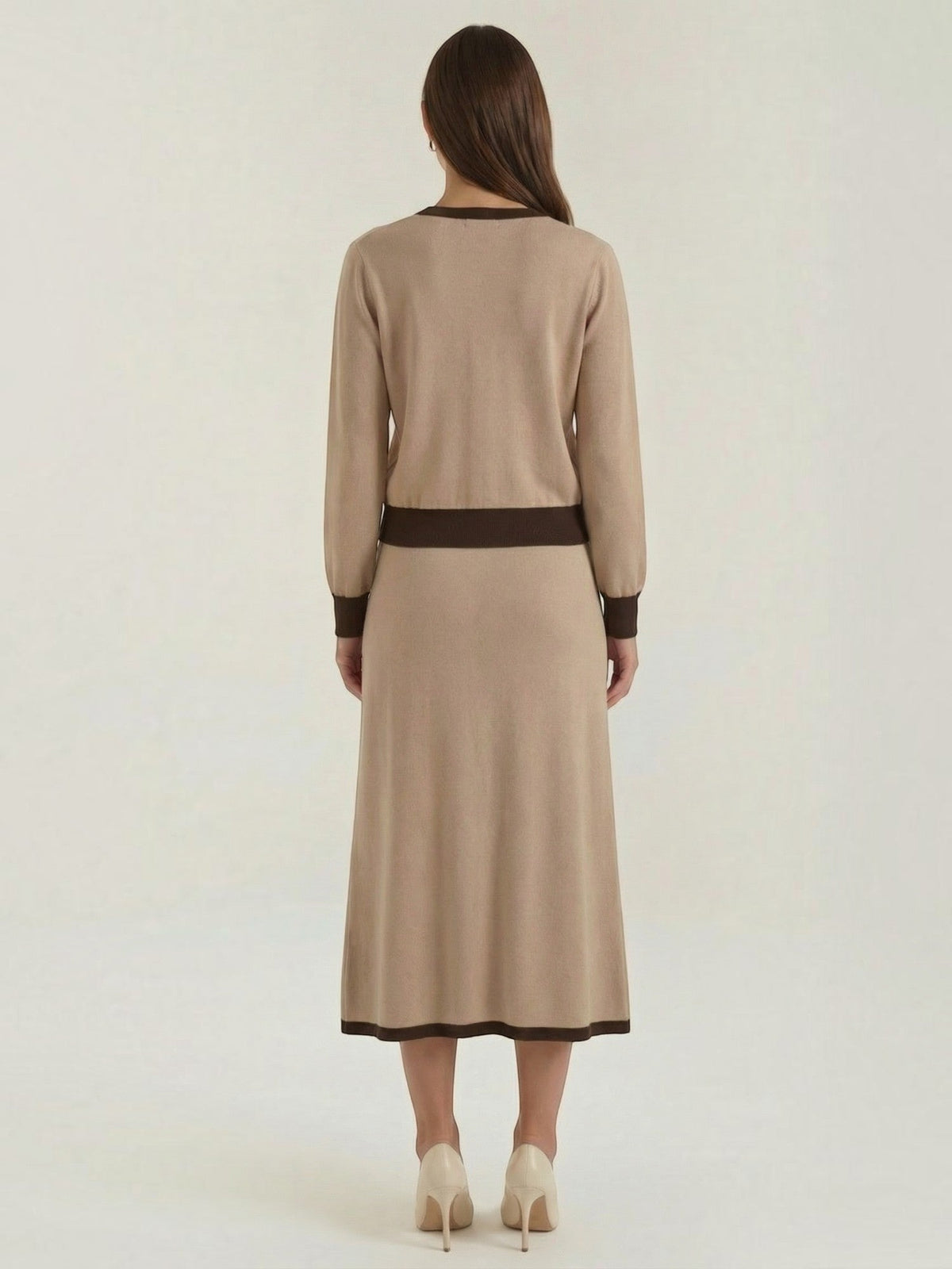 Cheryl V Neck Sweater and Midi Skirt Set