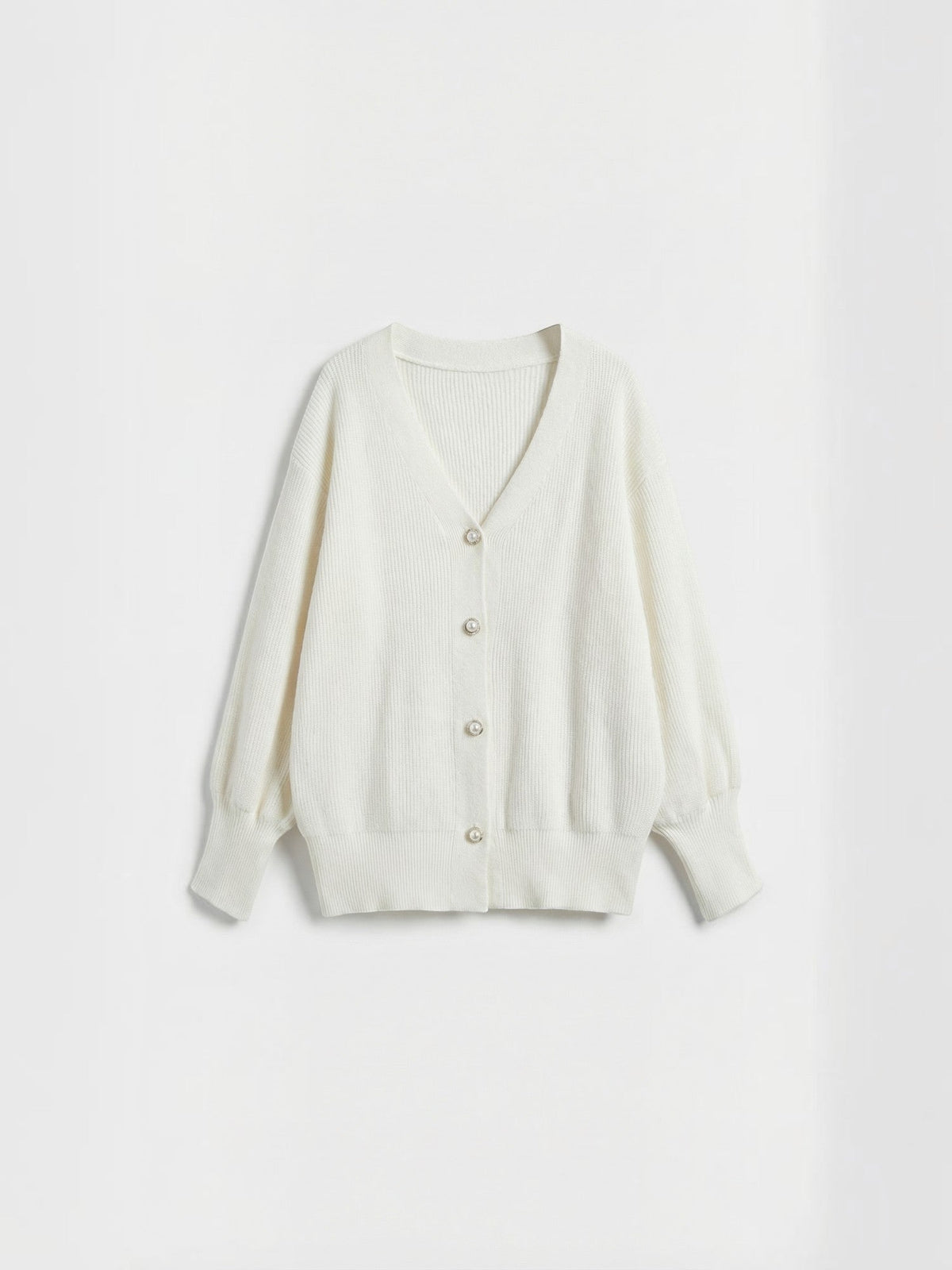 Cindy Balloon Sleeve Pearl Button Cardigan