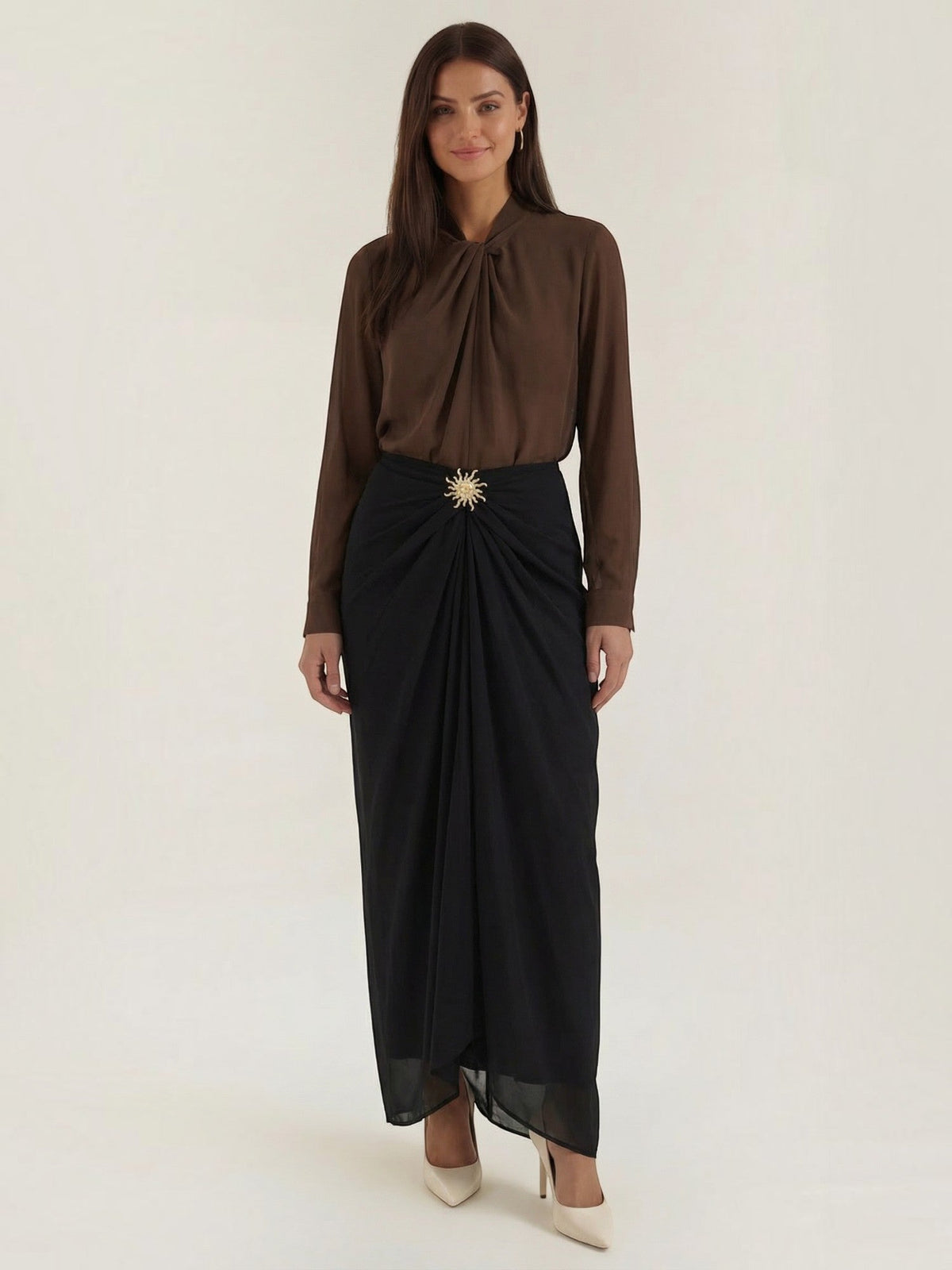 Clara Twist Detail Stand Collar Blouse