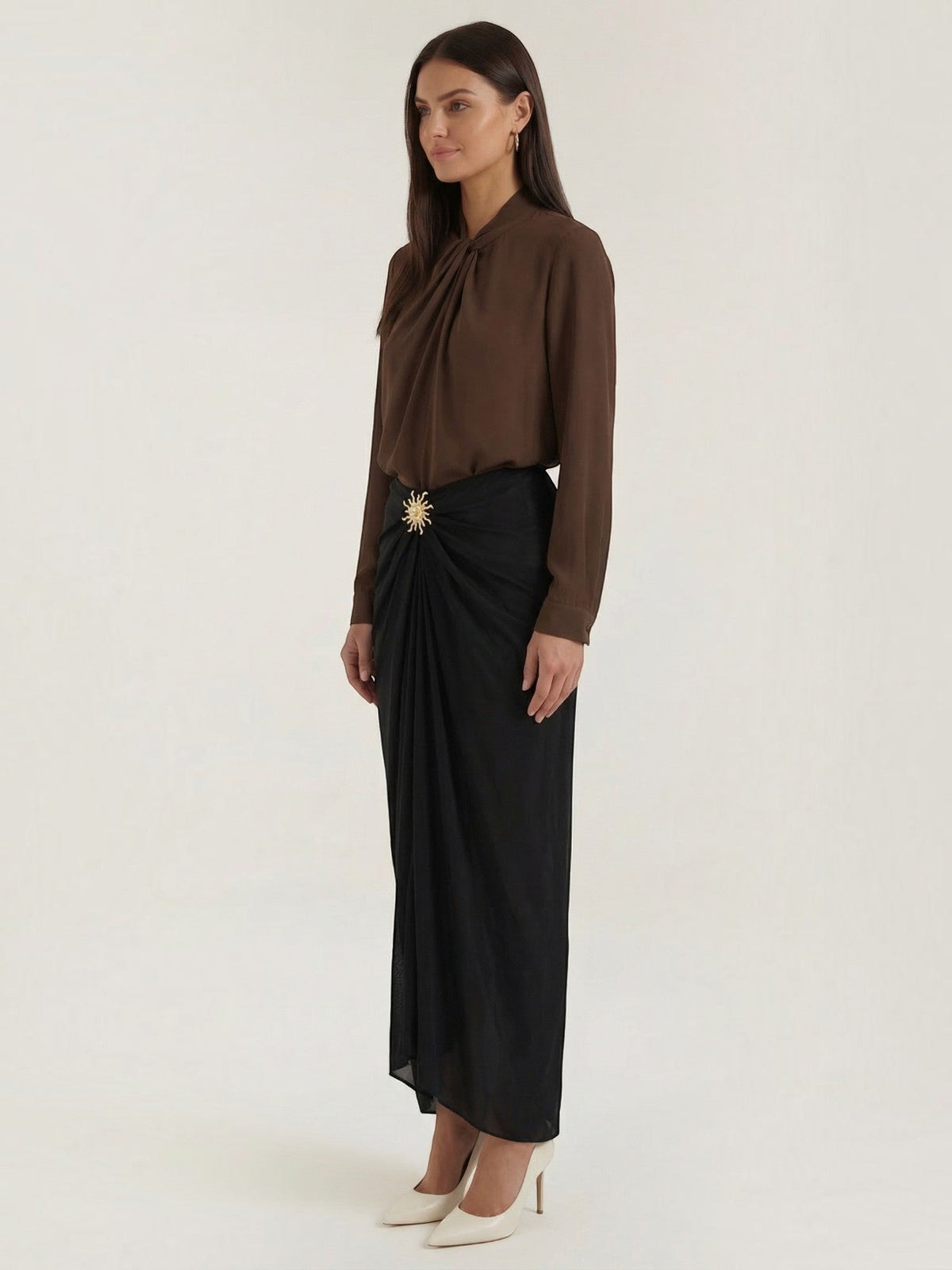 Clara Twist Detail Stand Collar Blouse