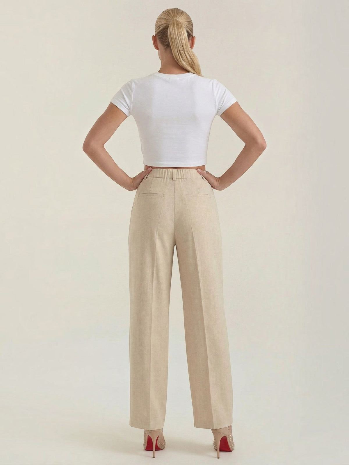 Courtney Linen Blend Wide Leg Pants