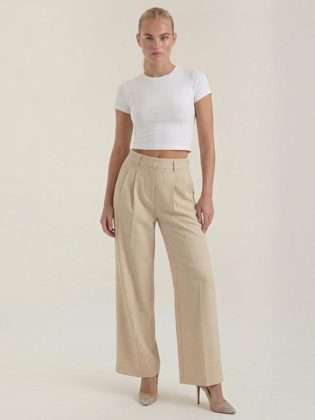 Courtney Linen Blend Wide Leg Pants