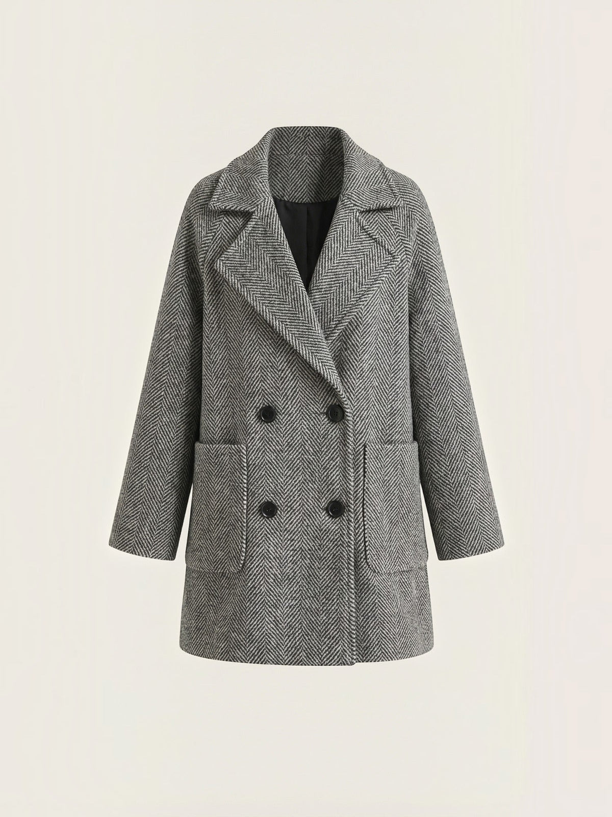 Dana Herringbone Double Breasted Short Coat