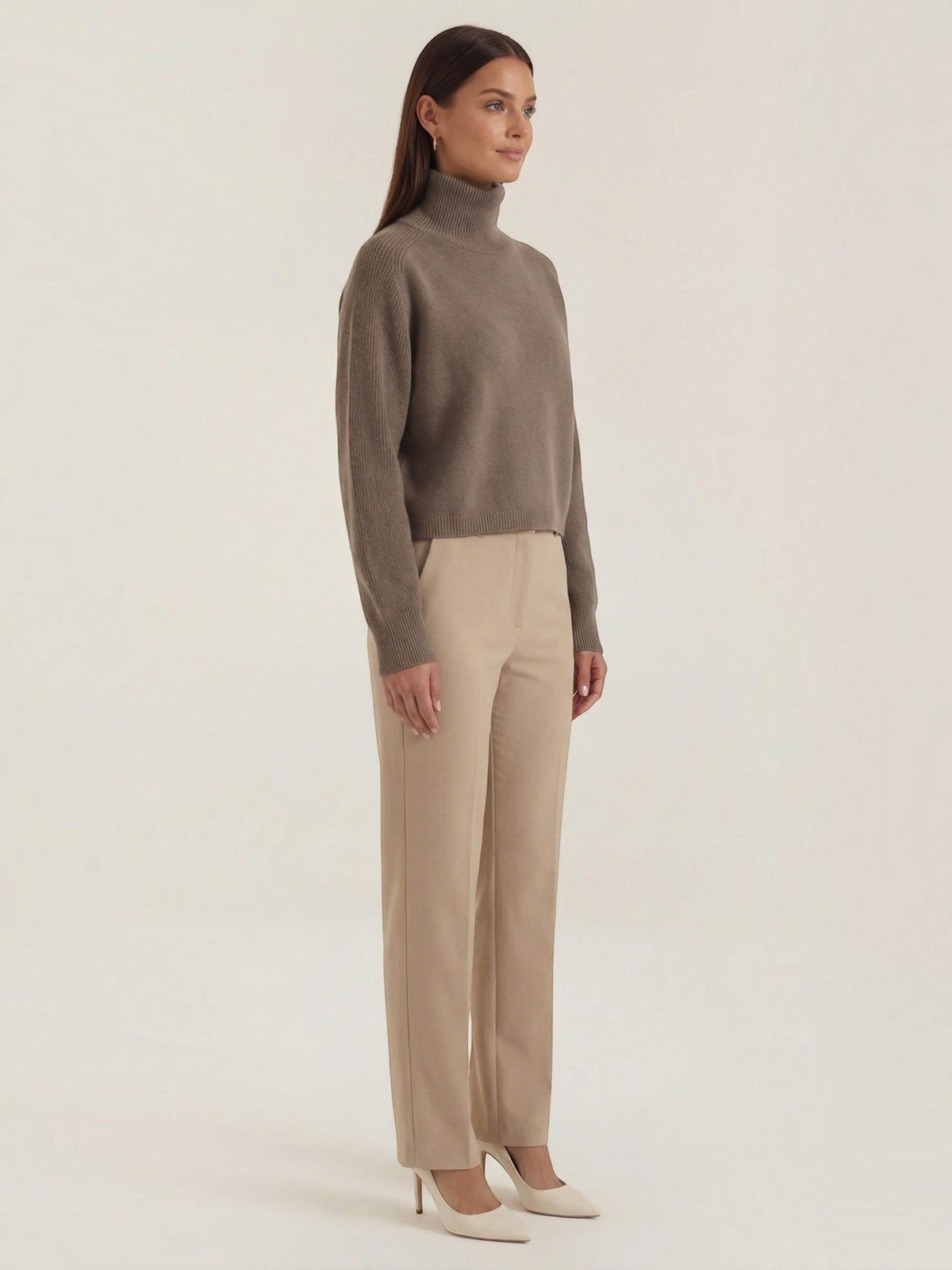 Denise Cropped Balloon Sleeve Turtleneck Sweater