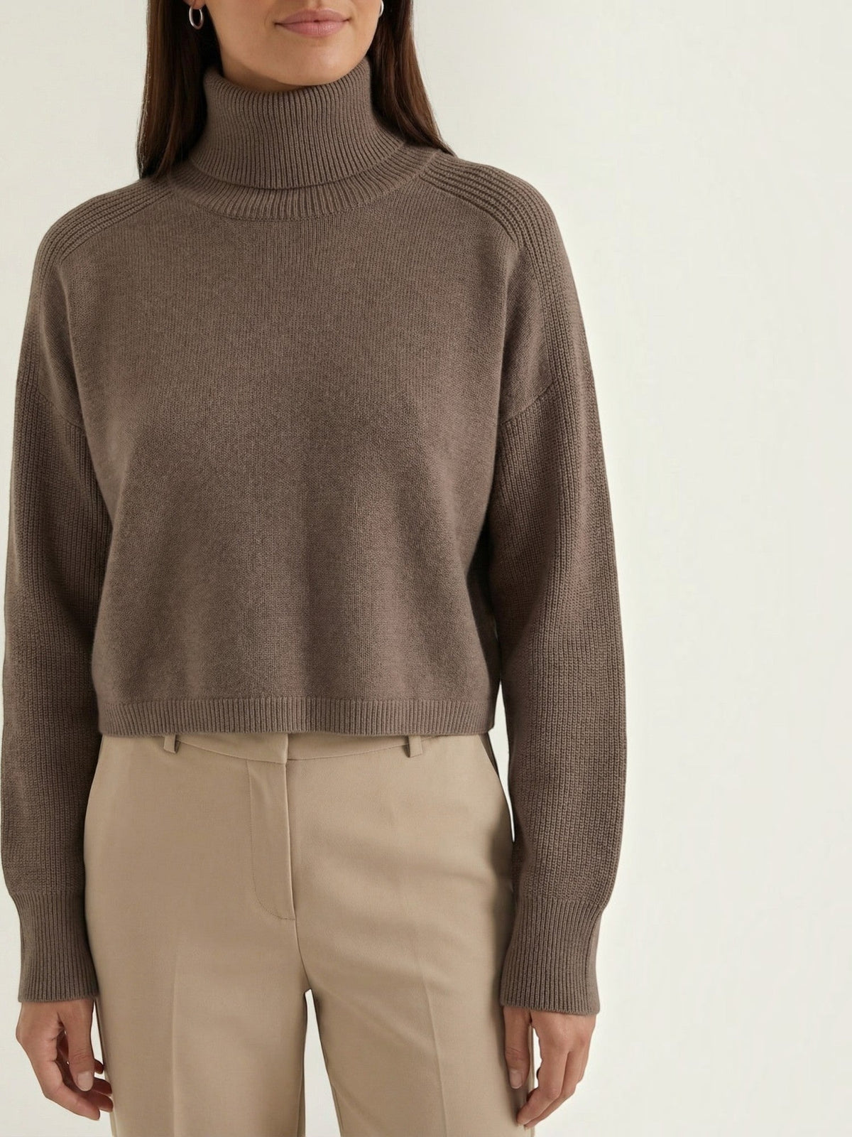 Denise Cropped Balloon Sleeve Turtleneck Sweater
