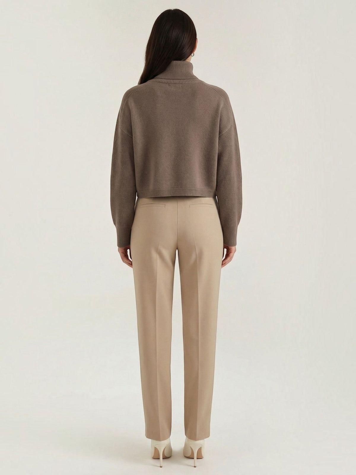 Denise Cropped Balloon Sleeve Turtleneck Sweater