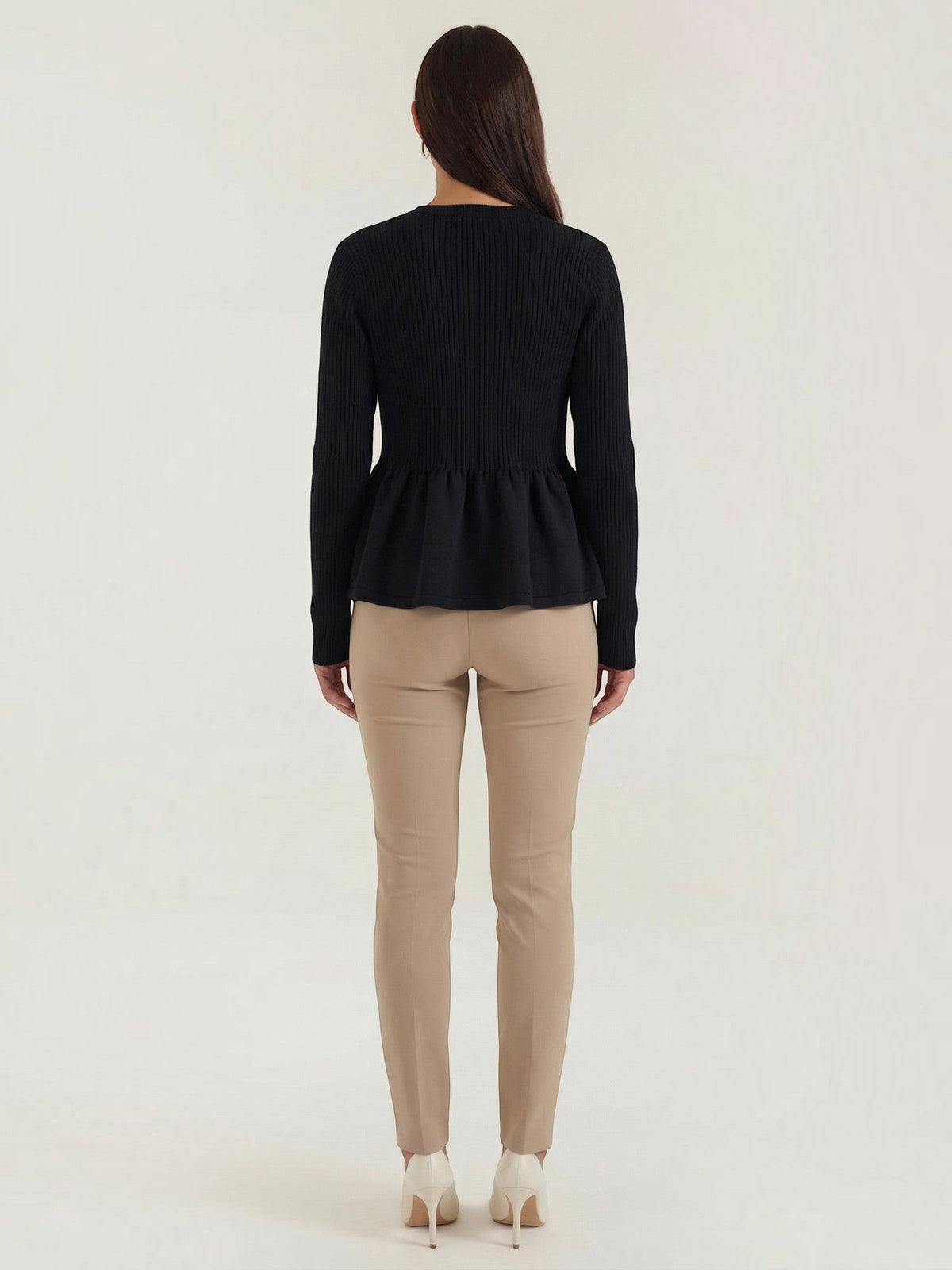 Diana Peplum Ribbed Knit Cardigan
