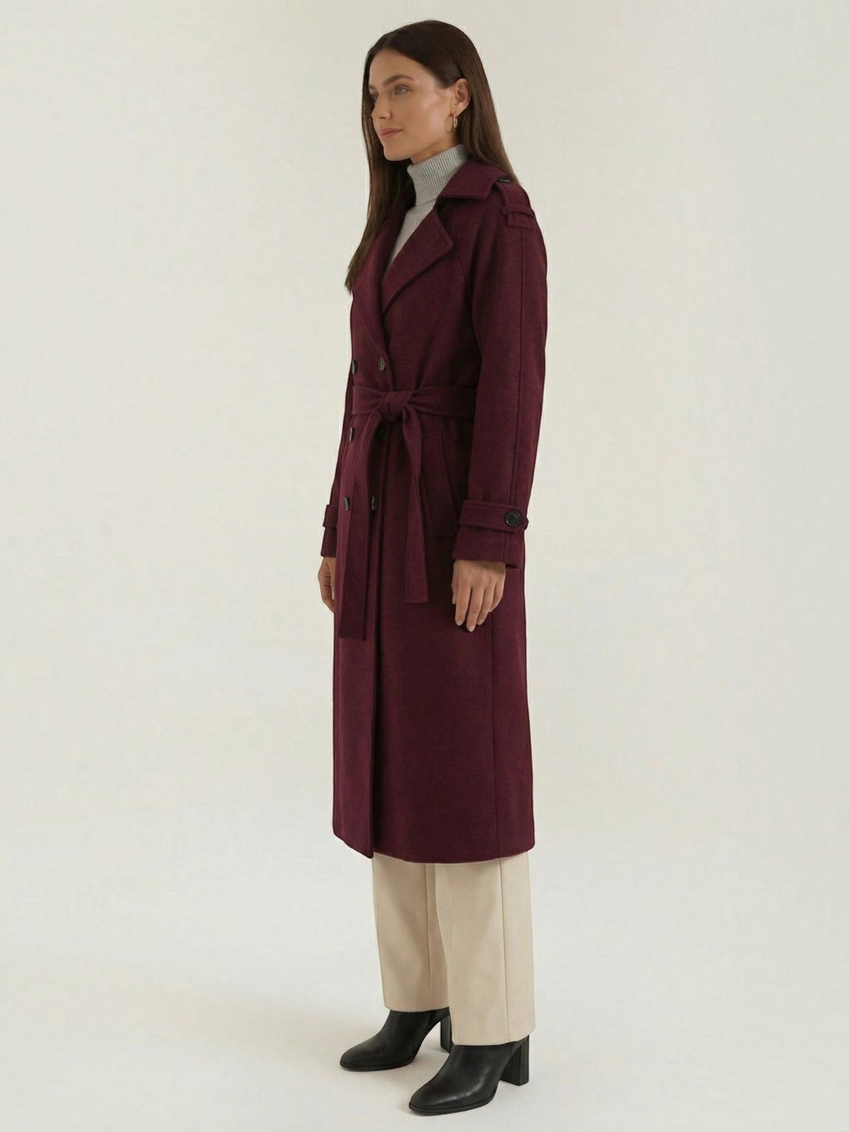 Dolores Wool Look Belted Trench Coat