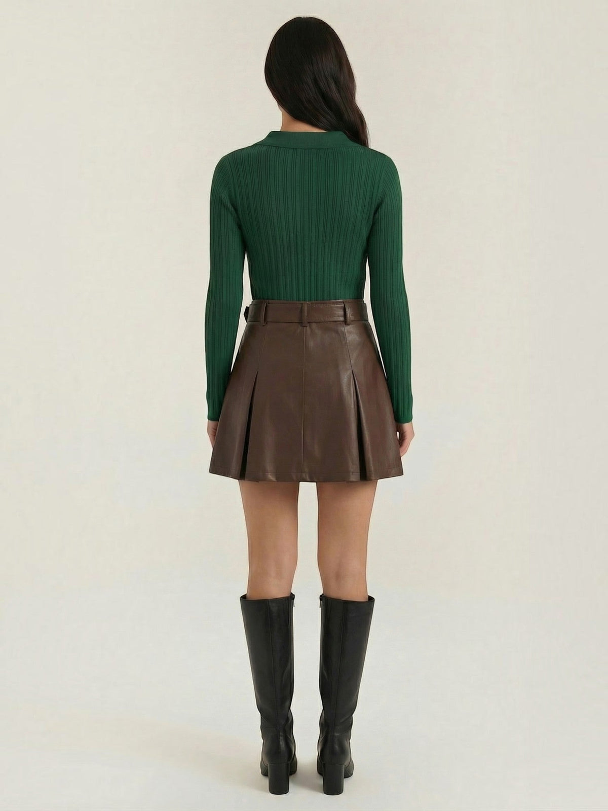 Elaine Polo Collar Gold Button Ribbed Cardigan