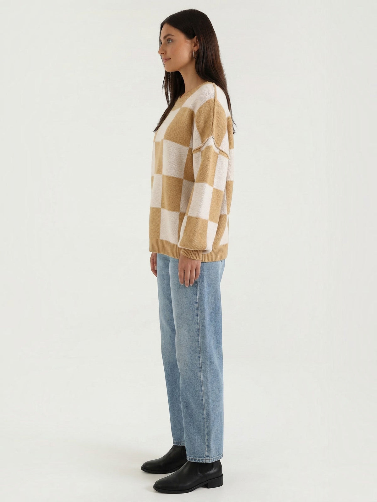 Emma Checkerboard Oversized Knit Sweater