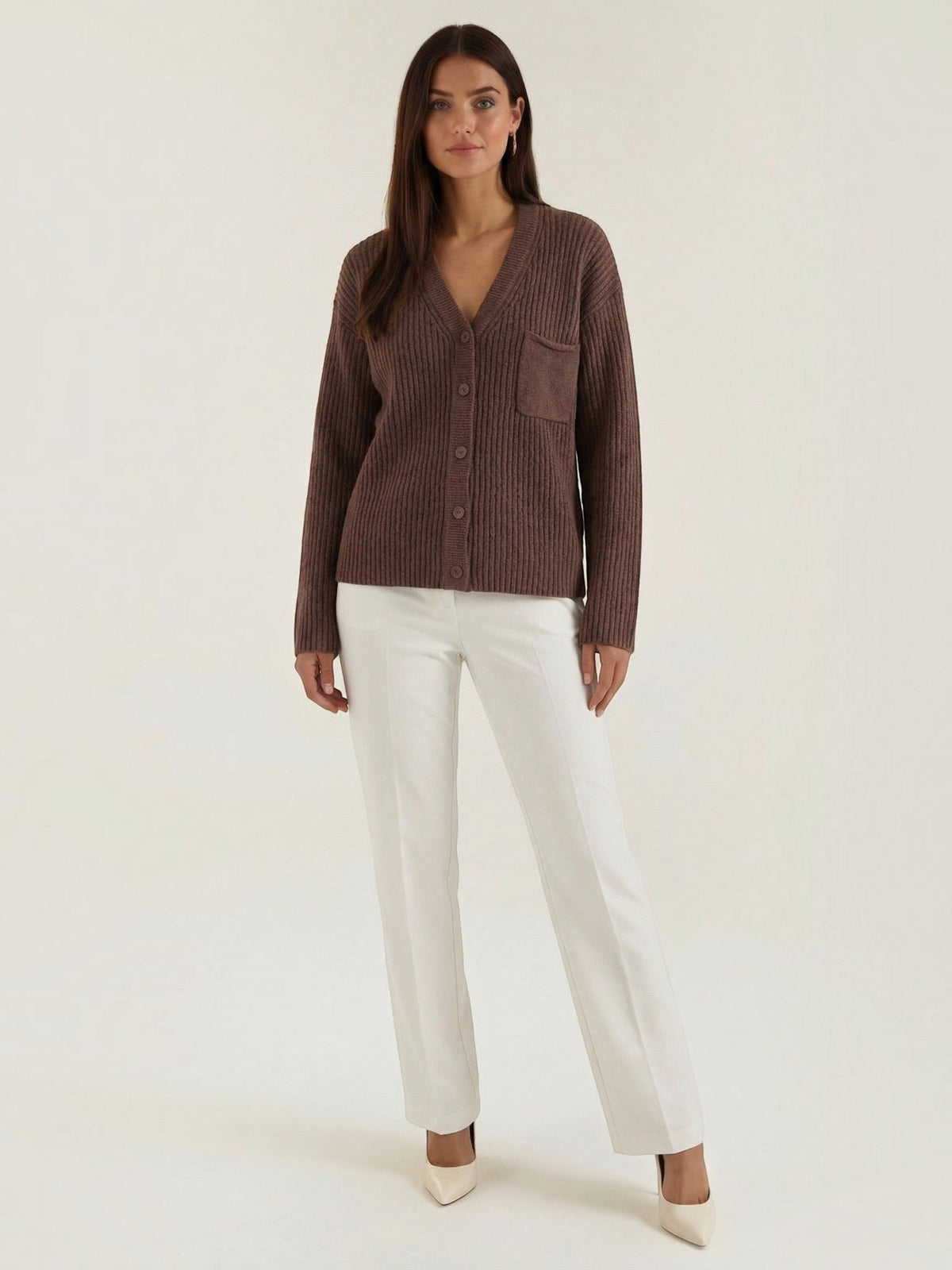Frances Wide Rib Oversized Cardigan with Pocket