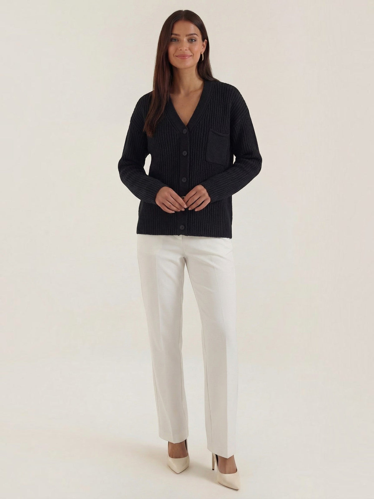 Frances Wide Rib Oversized Cardigan with Pocket