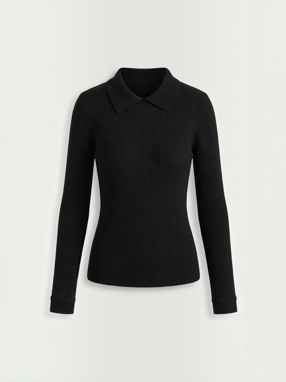 Gail Ribbed Wool Polo Collar Sweater