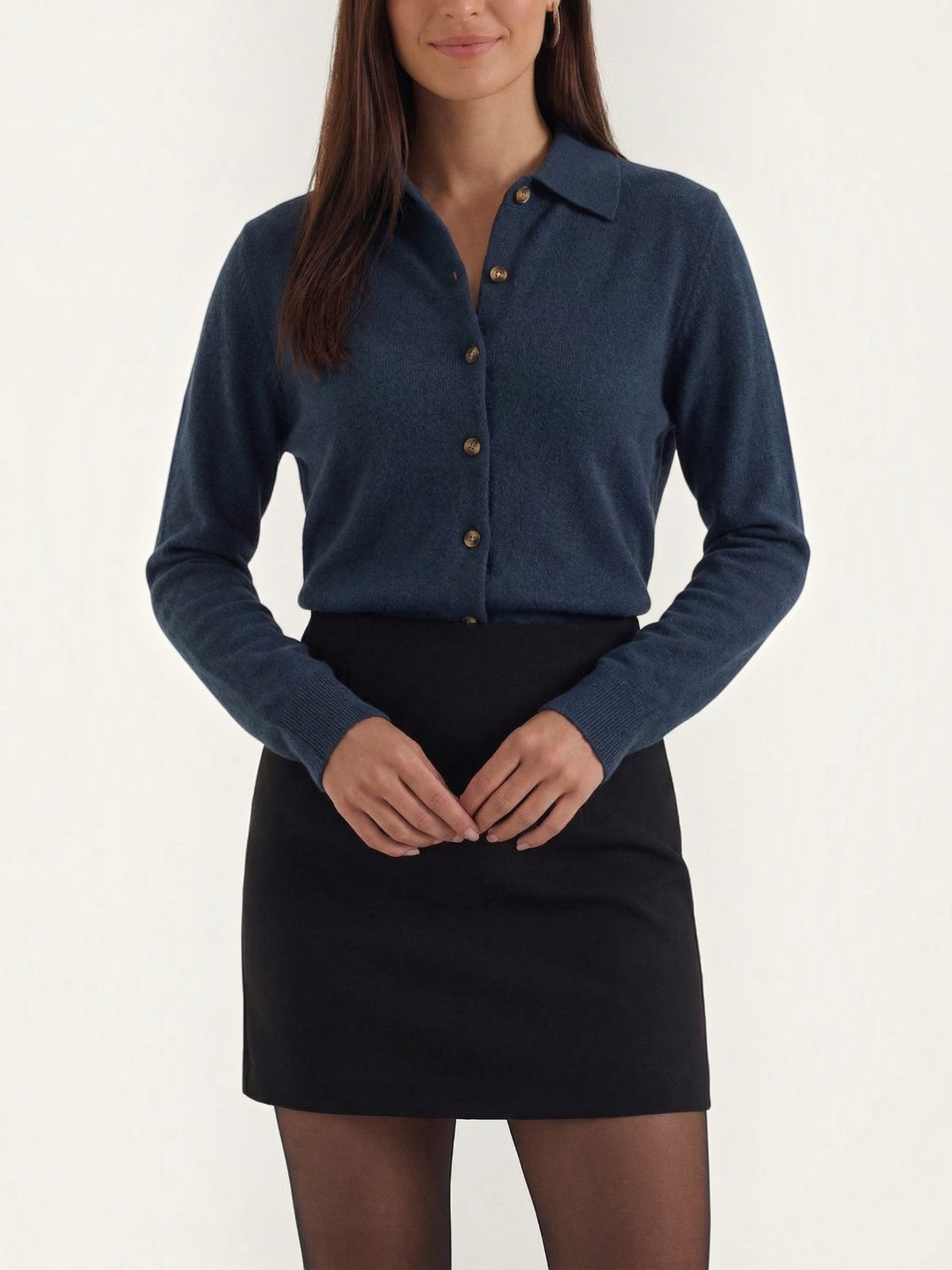Gladys Polo Collar Button Front Knit Top
