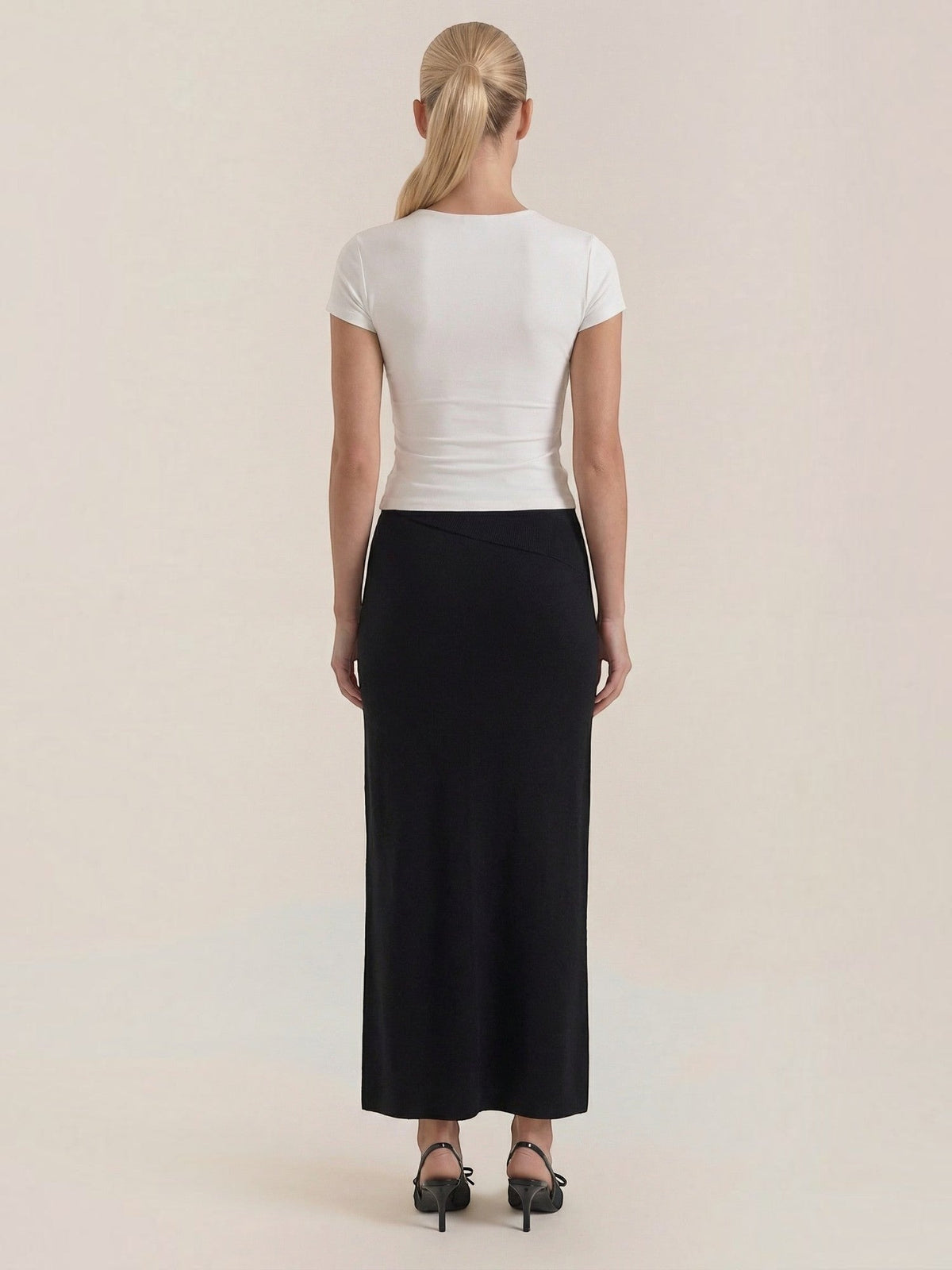 Gwendolyn Ribbed Knit Wrap Maxi Skirt with Slit