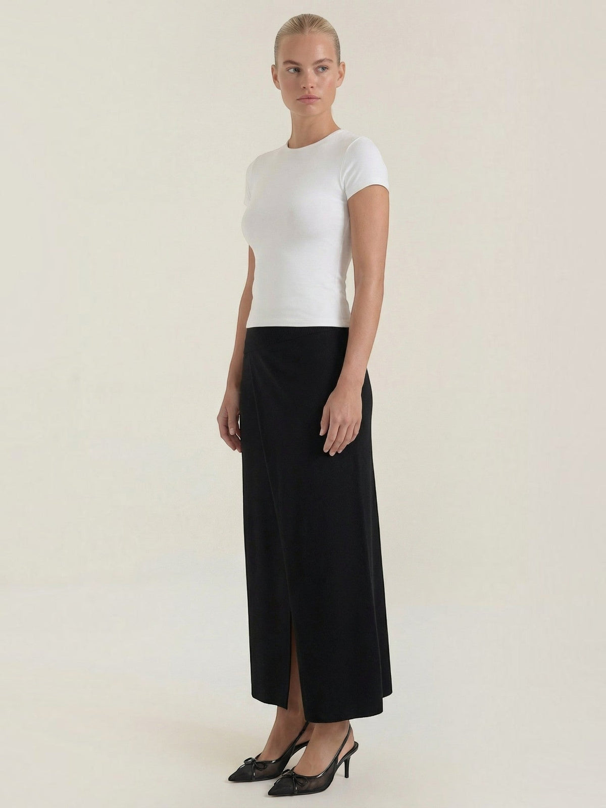 Gwendolyn Ribbed Knit Wrap Maxi Skirt with Slit