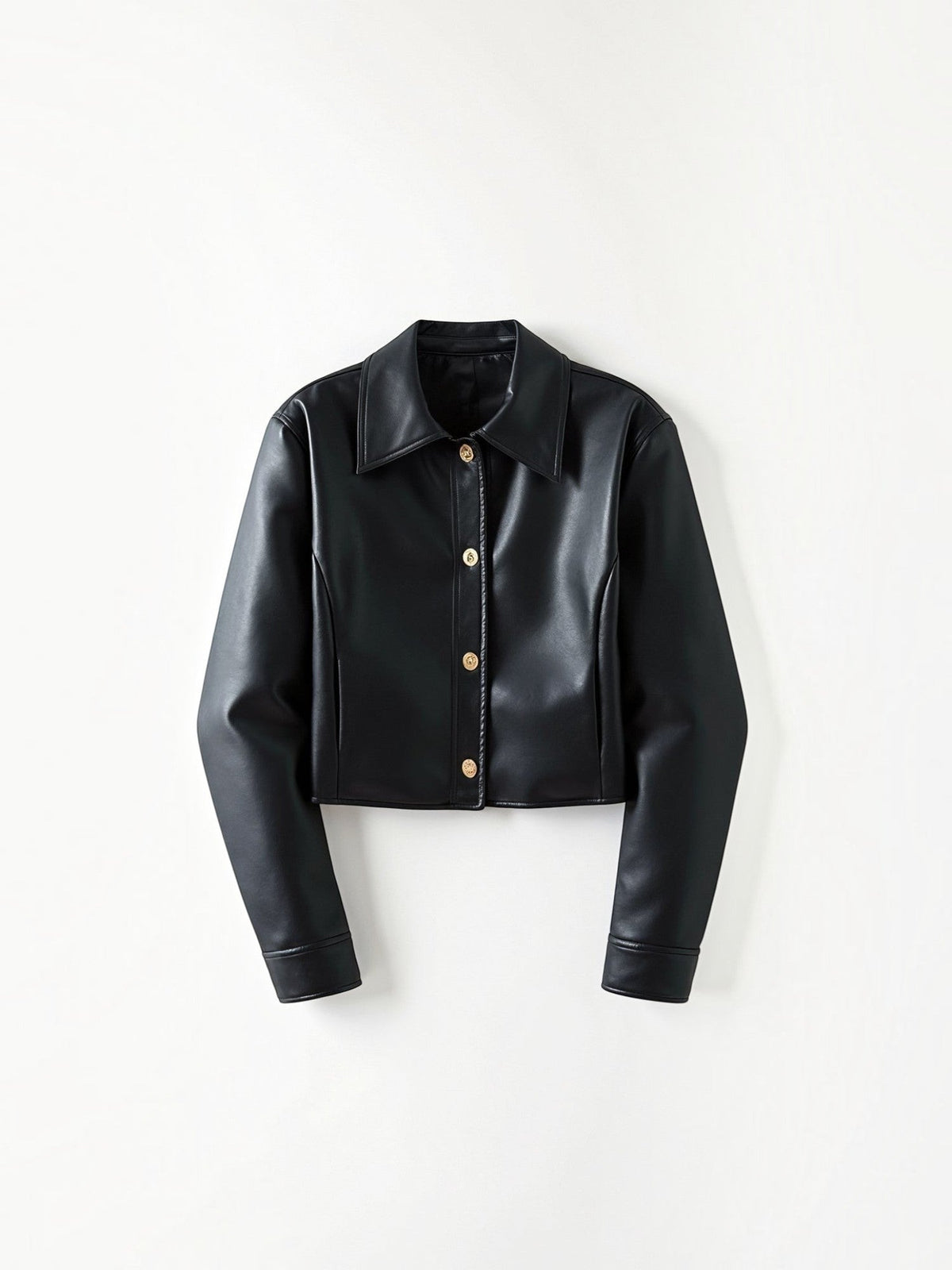 Heather Gold Button Faux Leather Jacket