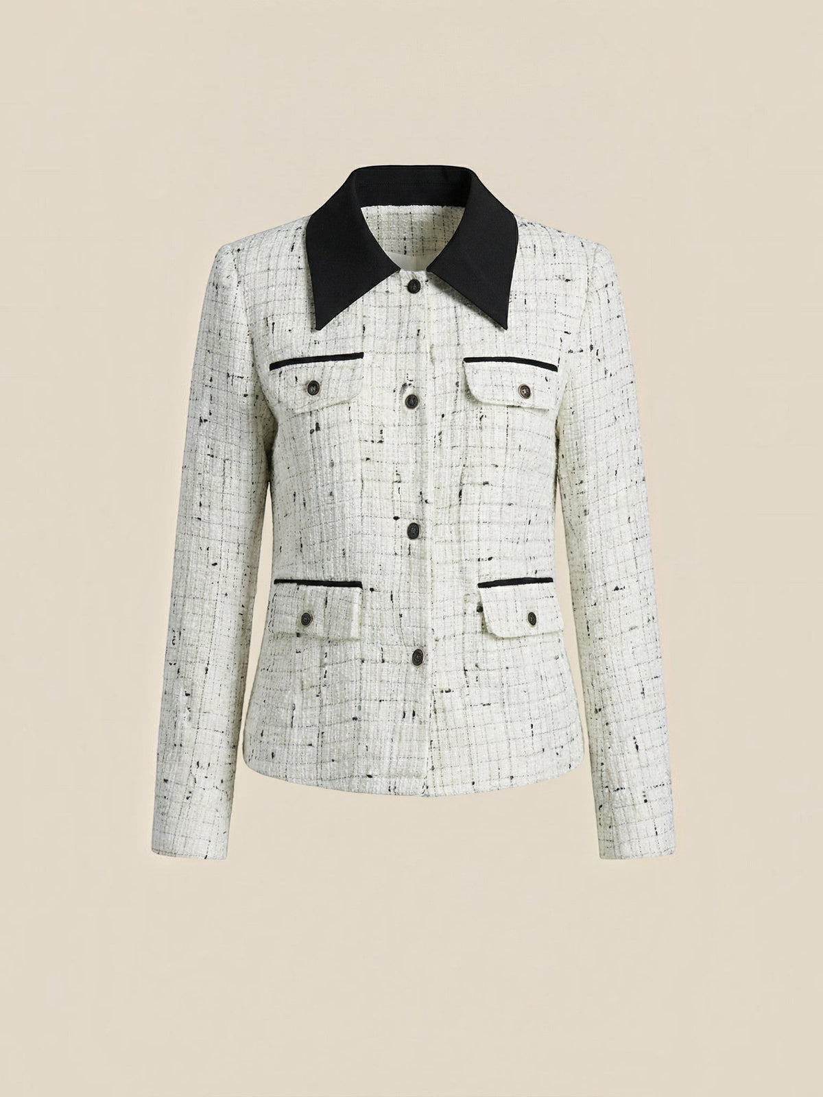 Heidi Contrast Collar Tweed Jacket