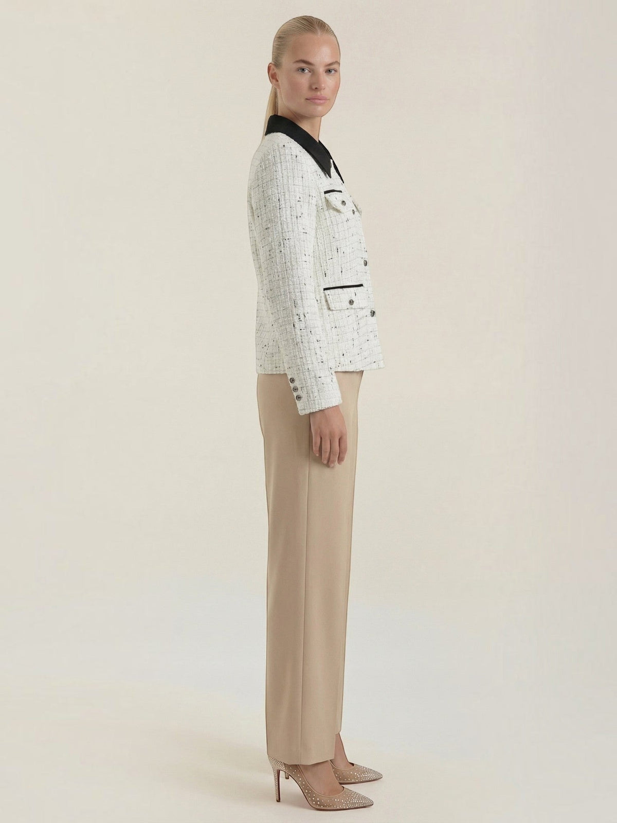 Heidi Contrast Collar Tweed Jacket