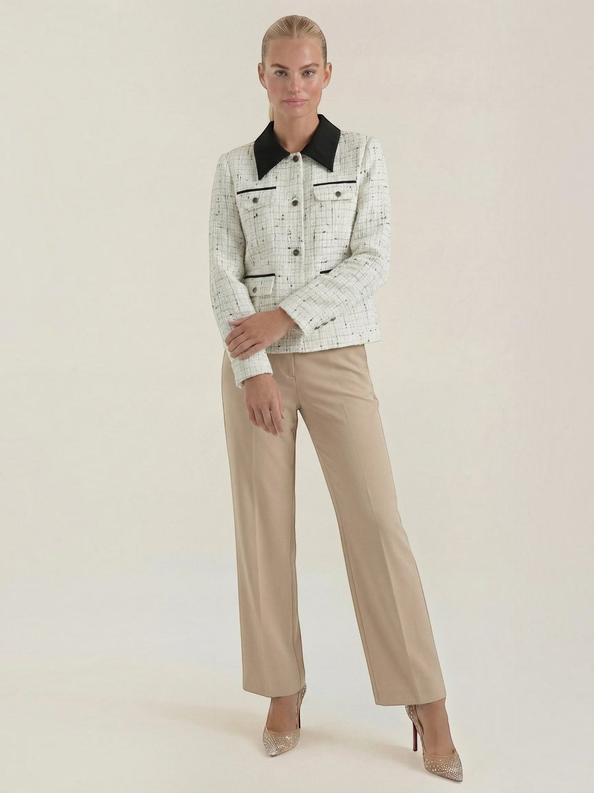 Heidi Contrast Collar Tweed Jacket