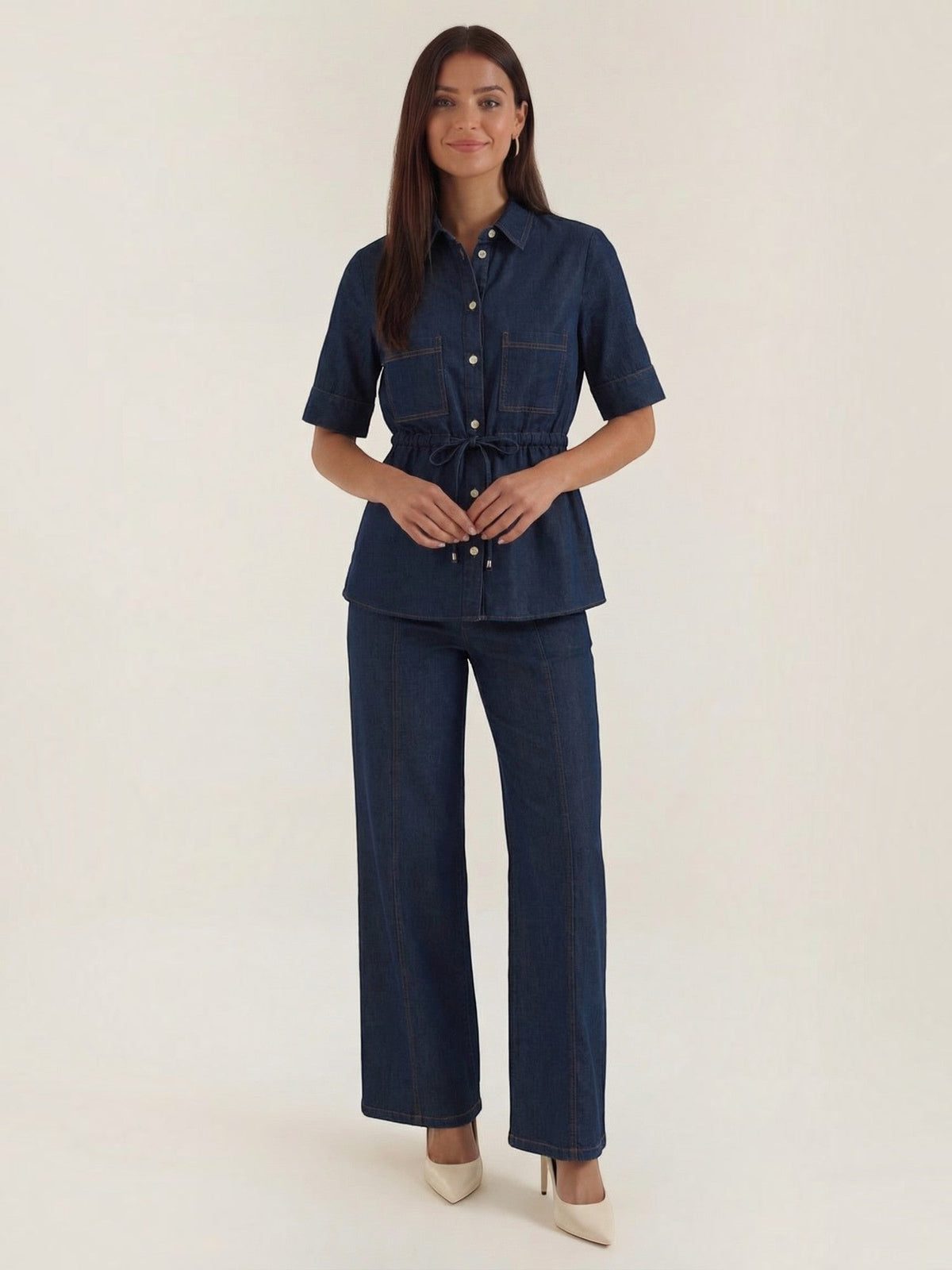Jade Denim Look Wide Leg Pants