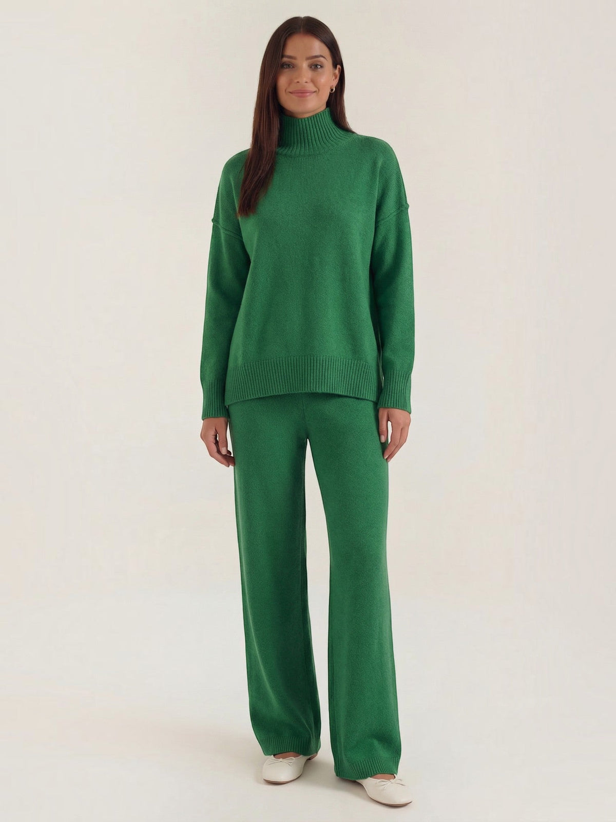 Jean Turtleneck Sweater and Knit Pants Set