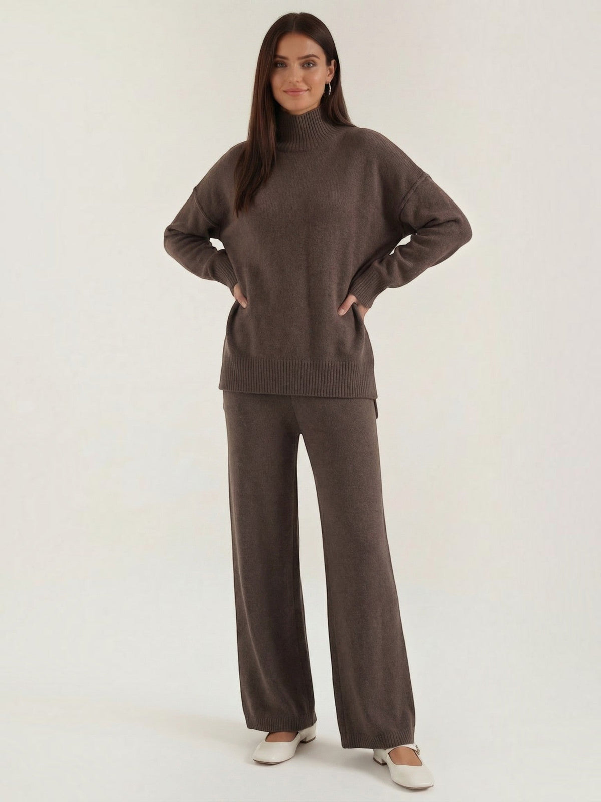 Jean Turtleneck Sweater and Knit Pants Set