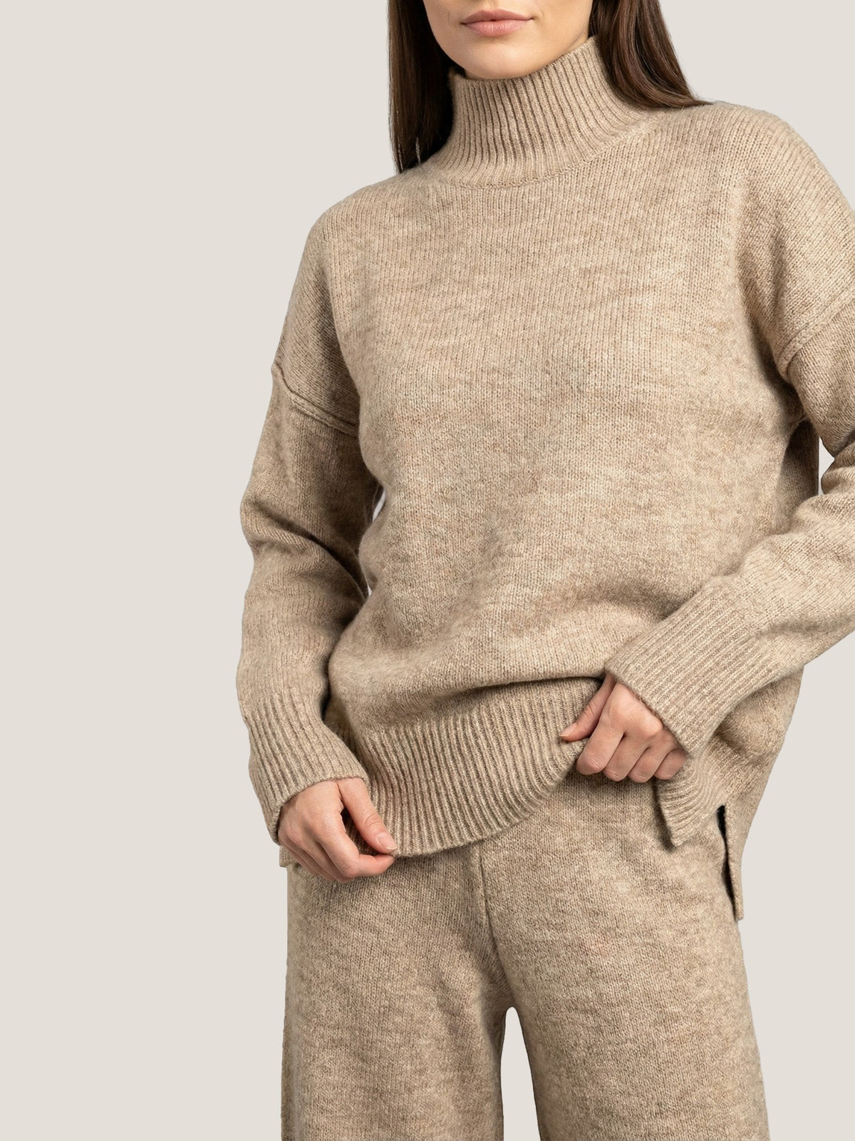 Jean Turtleneck Sweater and Knit Pants Set