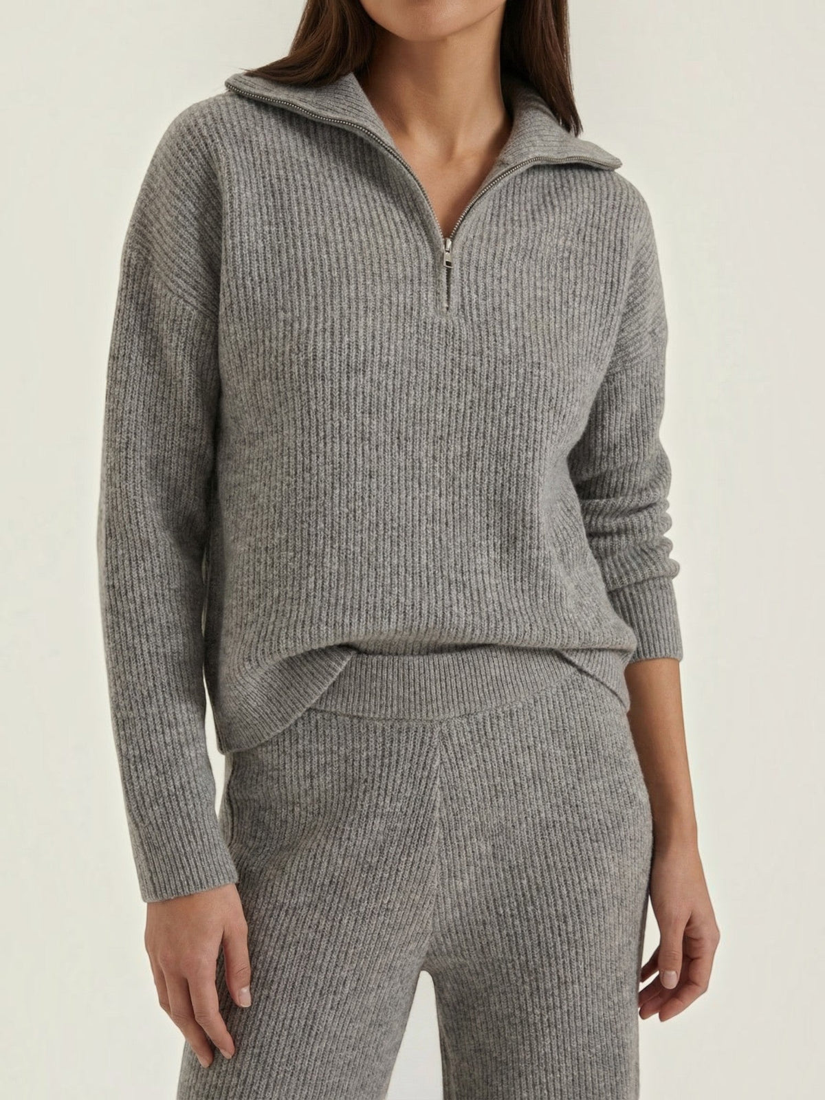 Joan Half Zip Sweater and Ribbed Pants Set