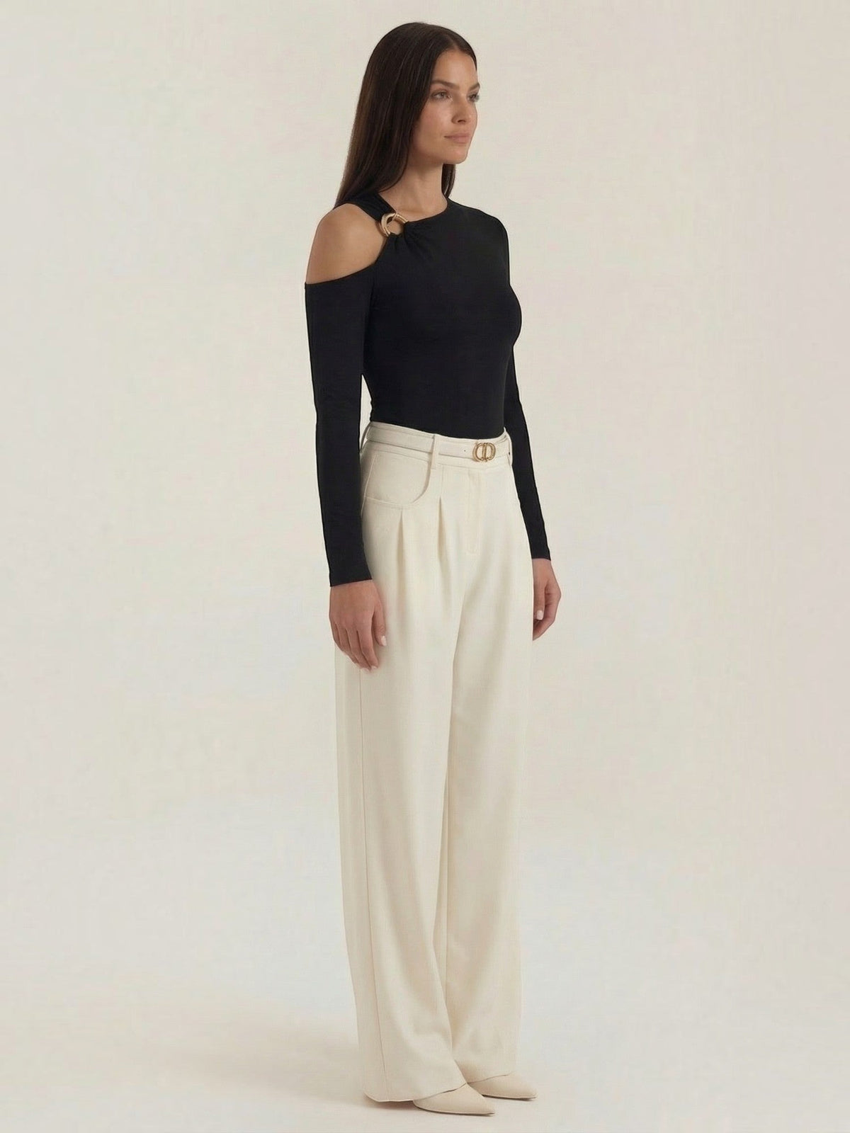 Joann Asymmetric Cut Out Long Sleeve Top