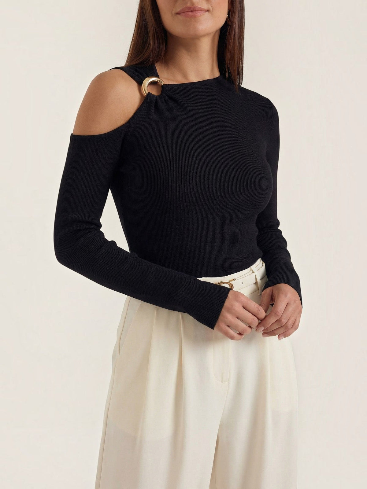 Joann Asymmetric Cut Out Long Sleeve Top