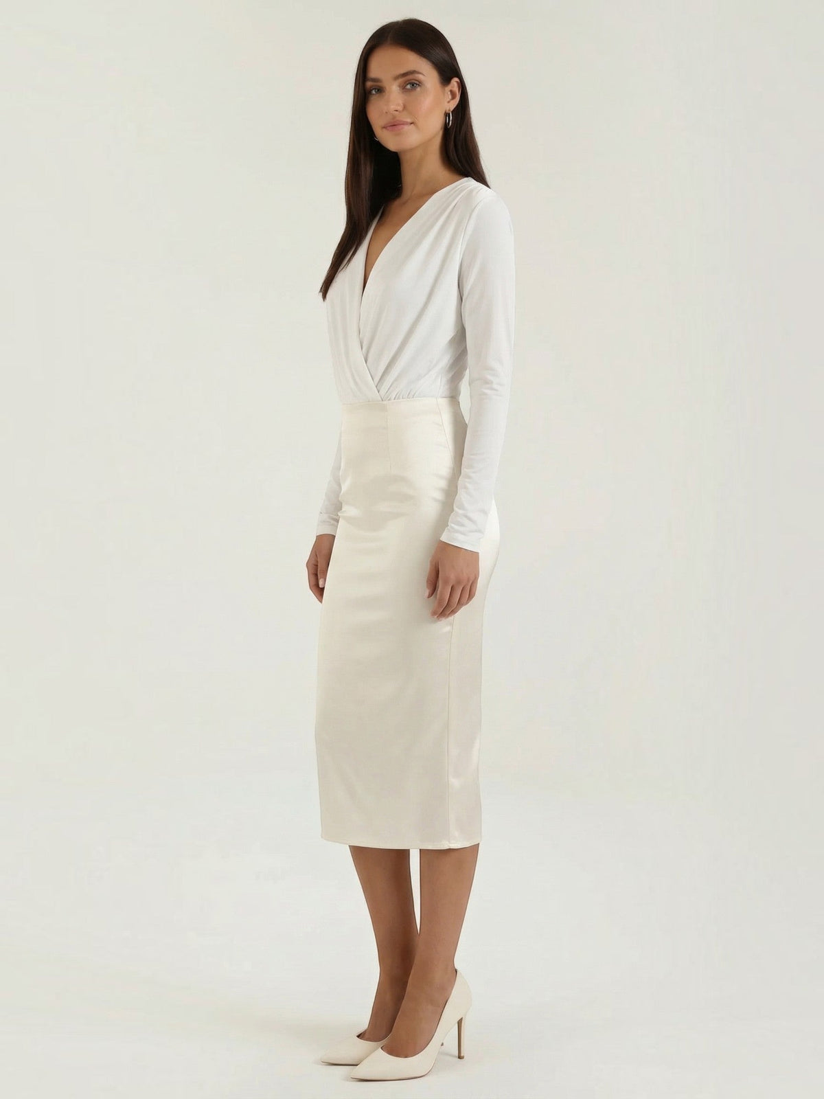Joanne Draped Wrap Front Long Sleeve Top
