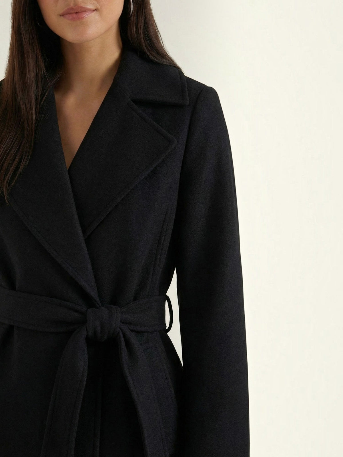 Joyce Wrap Front Belted Wool Look Coat