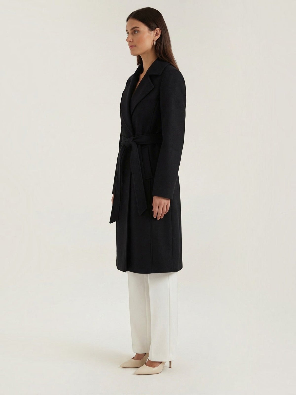 Joyce Wrap Front Belted Wool Look Coat