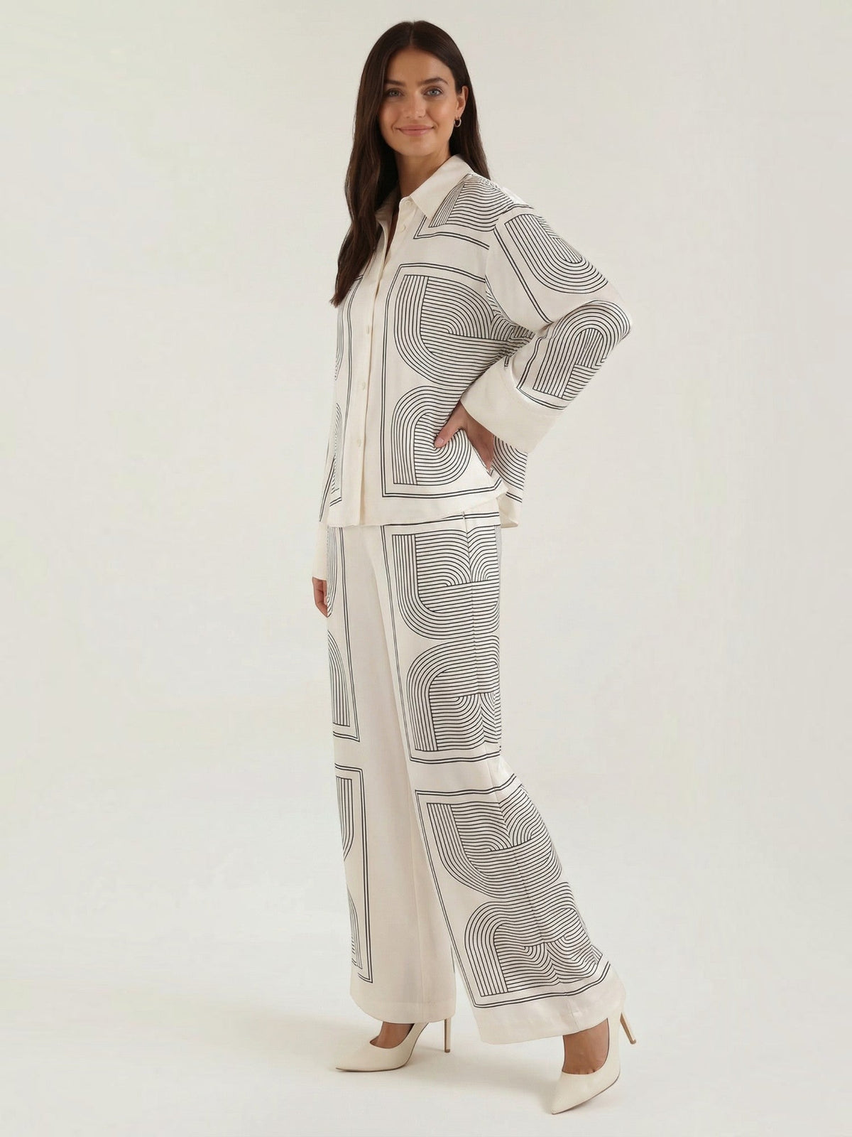 Jude Geometric Print Wide Leg Pants