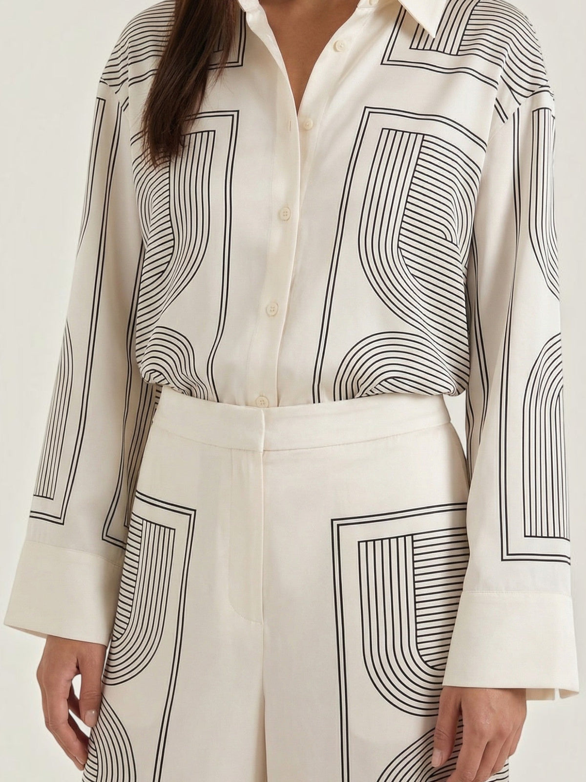 Judy Geometric Print Collared Blouse