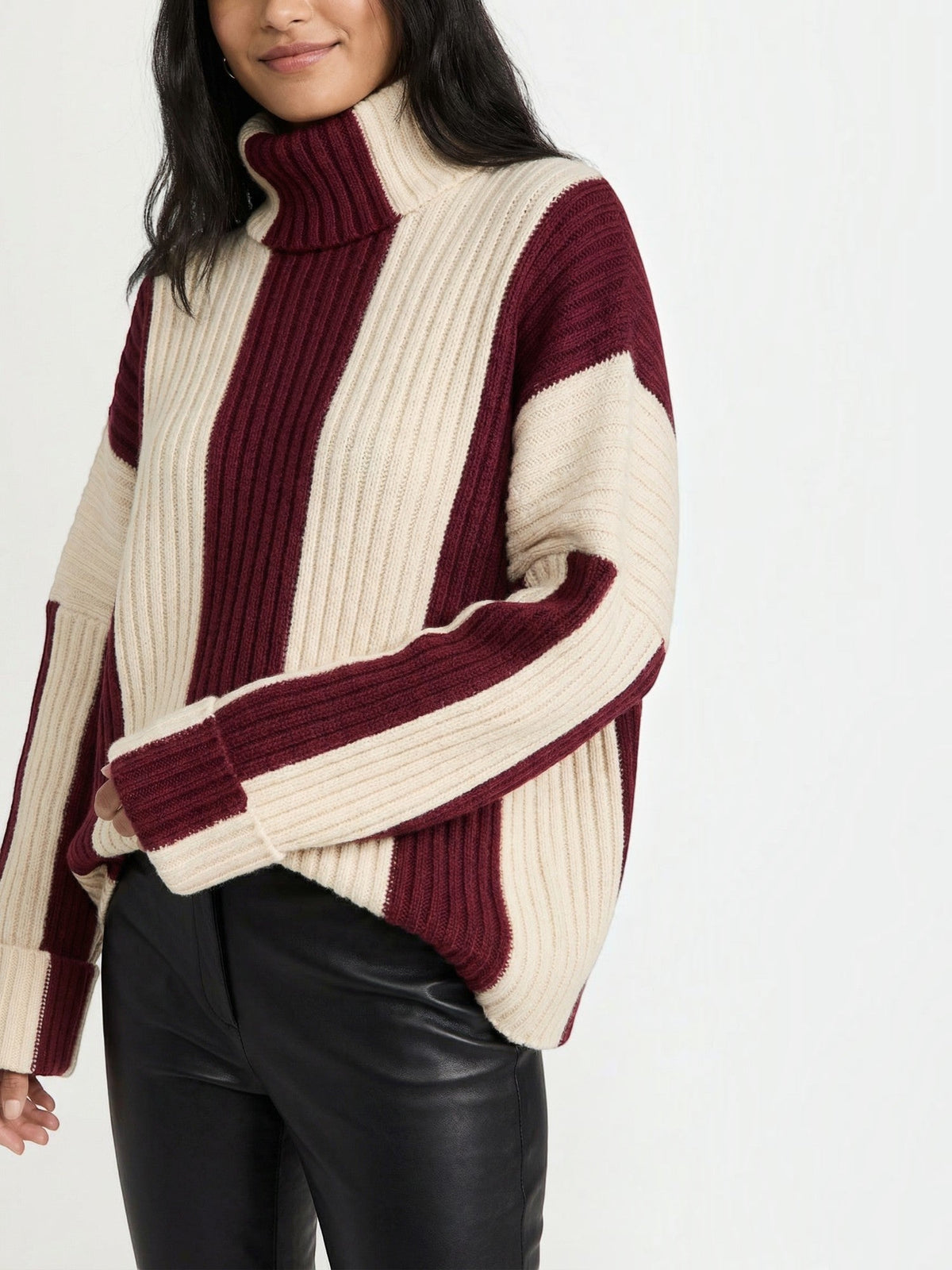 June Colour Block Oversized Turtleneck Sweater