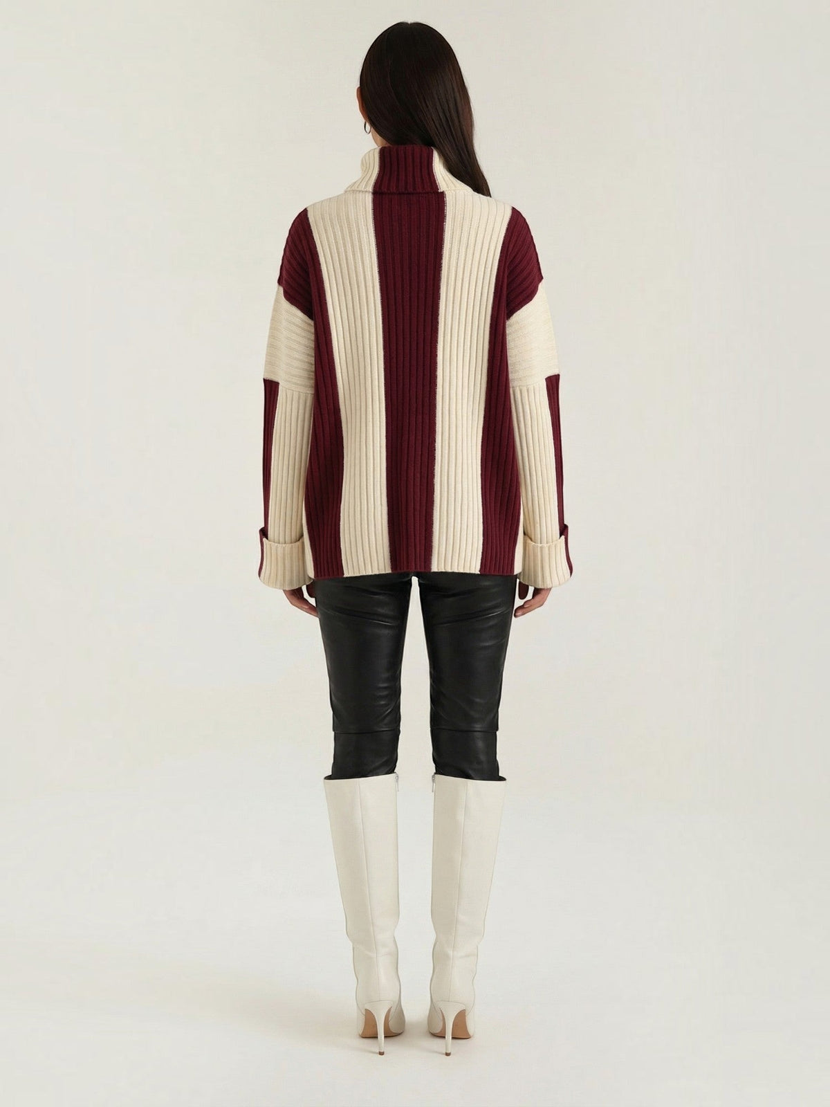 June Colour Block Oversized Turtleneck Sweater